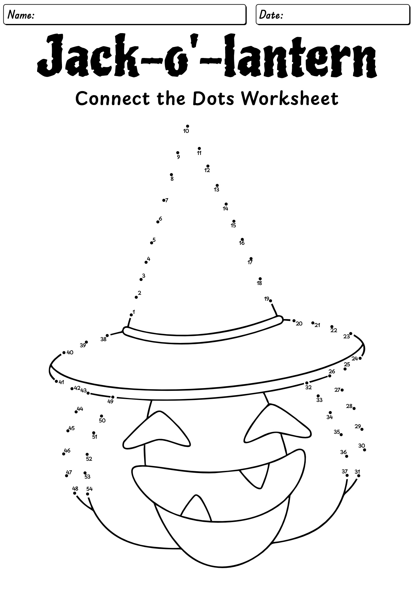 Preschool Halloween Connect the Dots Printables