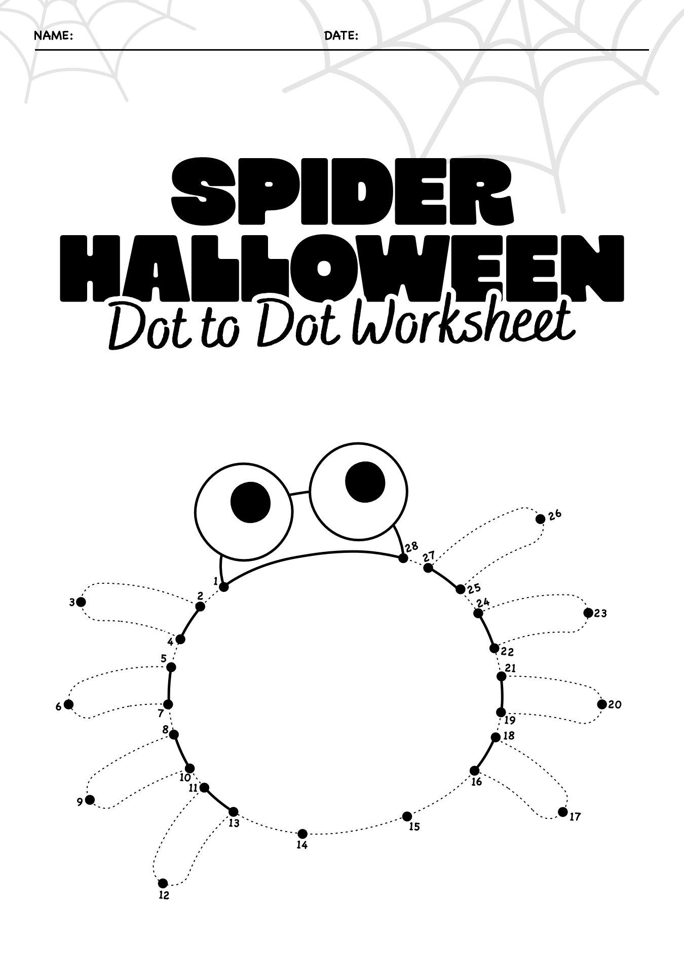 Preschool Halloween Dot to Dot Worksheets