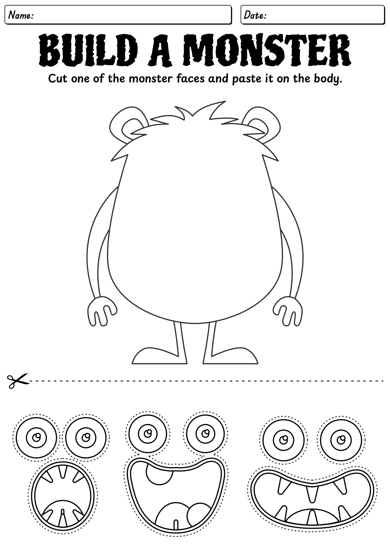 Preschool Halloween Monster Faces Activities