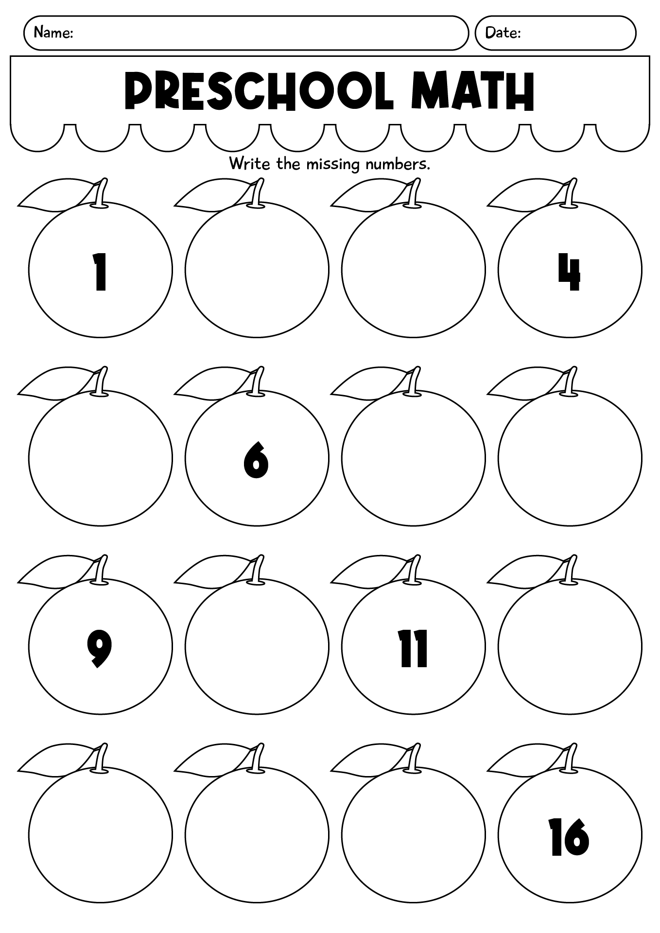 Preschool Math Practice Worksheet