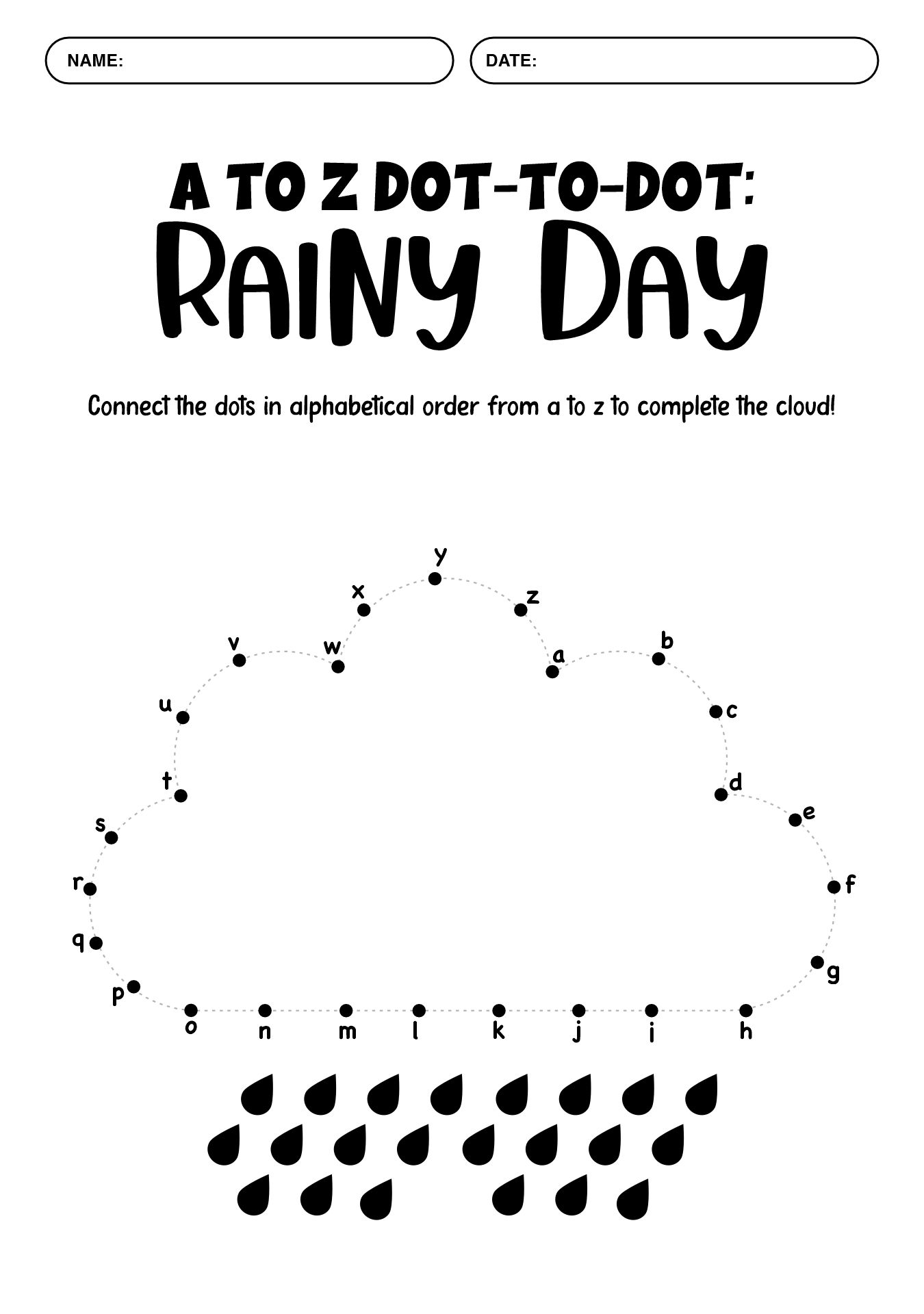 Preschoolers A to Z Dot Connect Worksheets