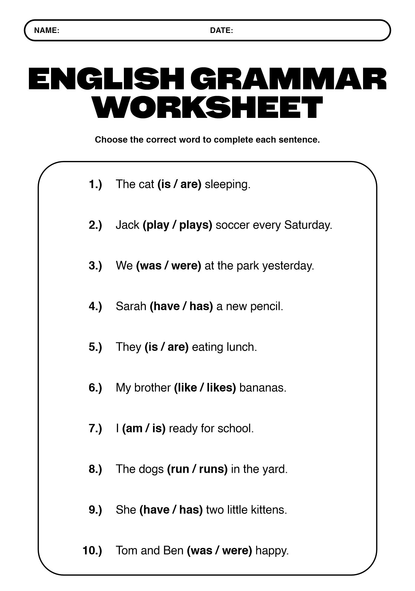 Printable 2nd Grade English Language Arts Worksheets