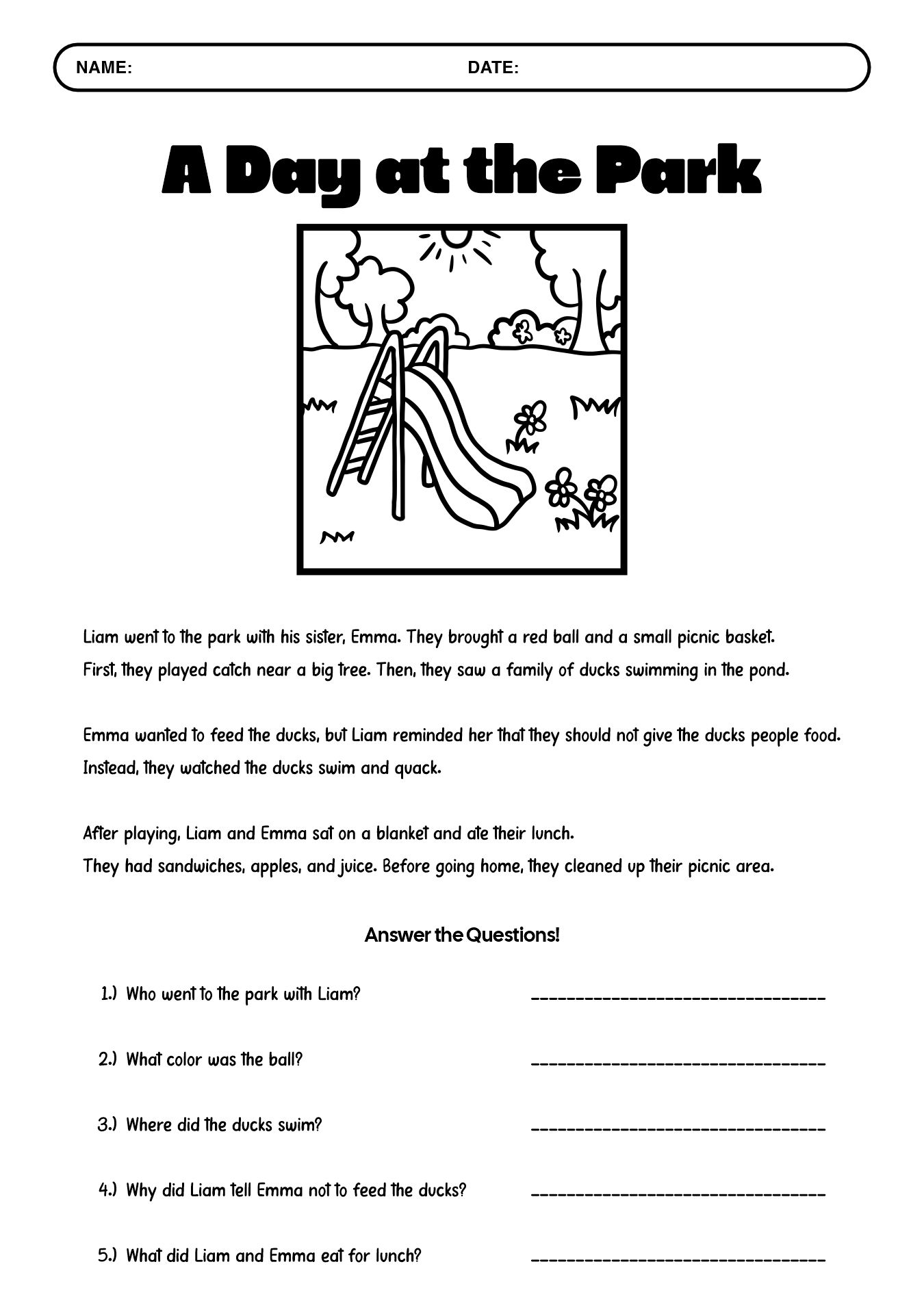 Printable 2nd Grade Reading Comprehension Worksheets