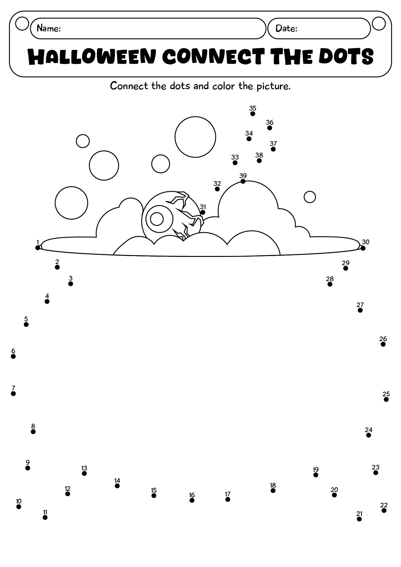Printable Halloween Connect The Dots Worksheet