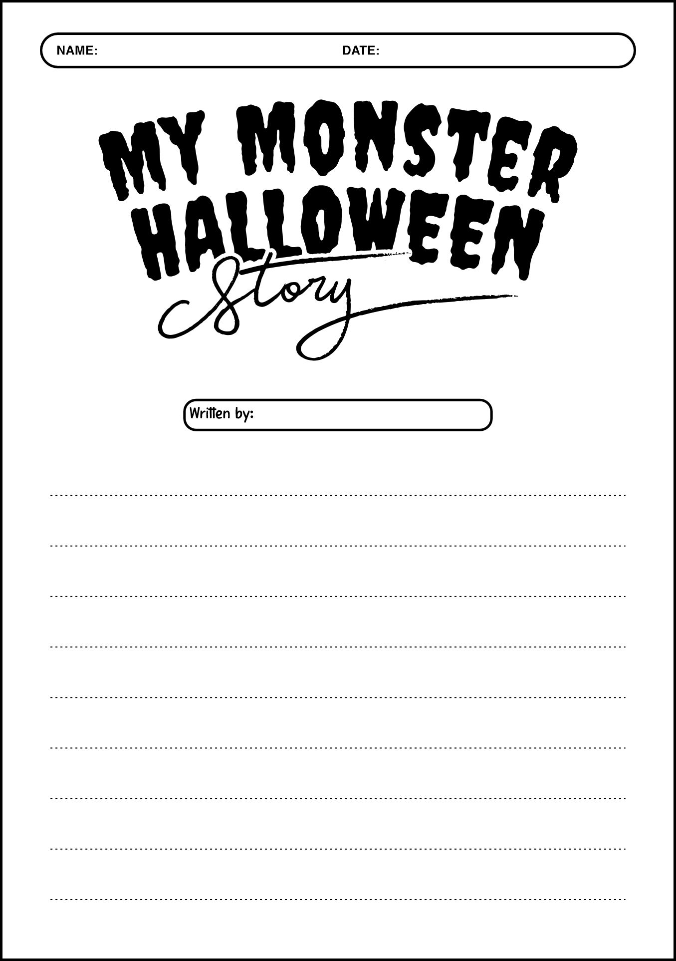 Printable Halloween Monster Handwriting Worksheet