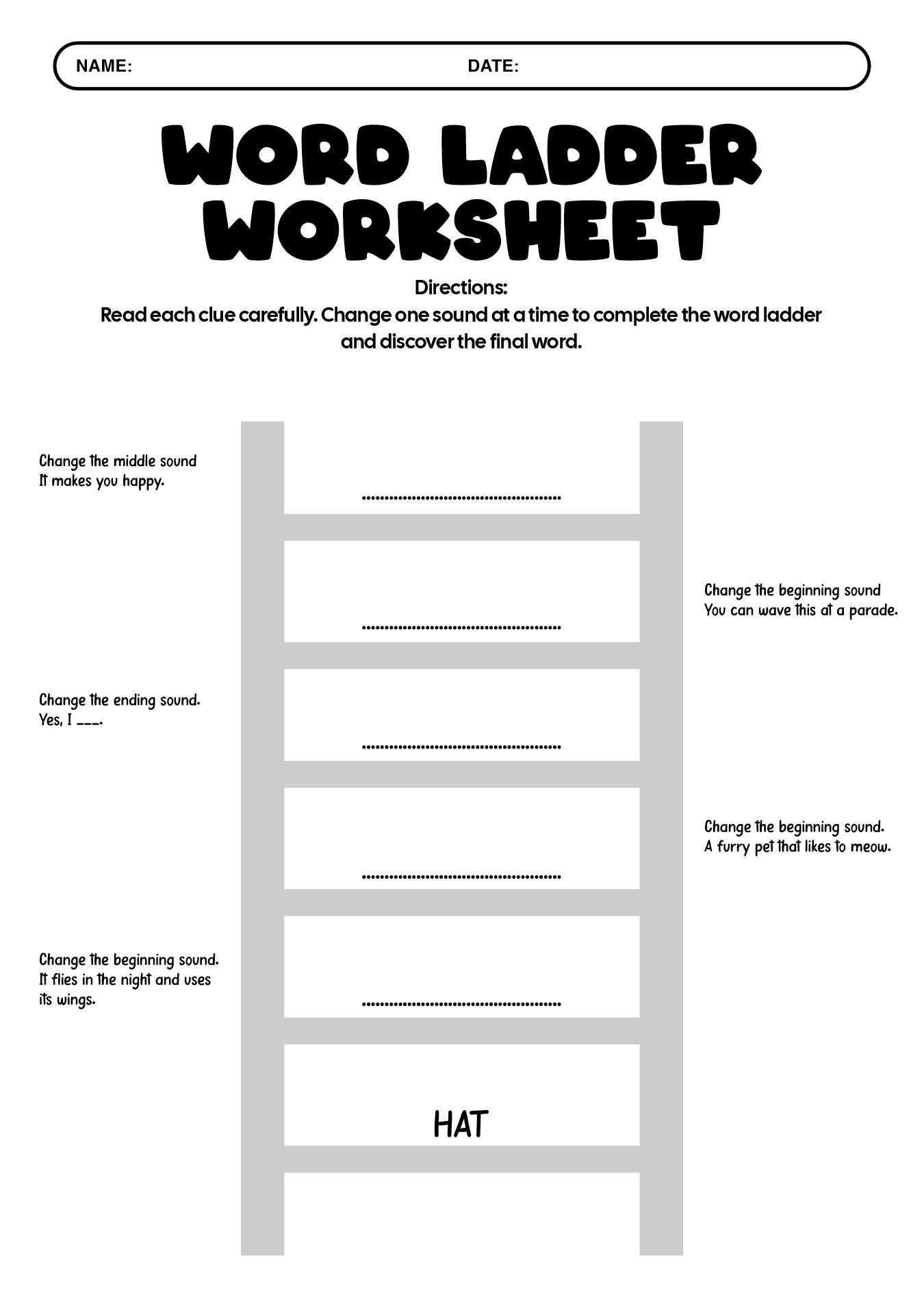 Printable Word Ladder Worksheets for Students