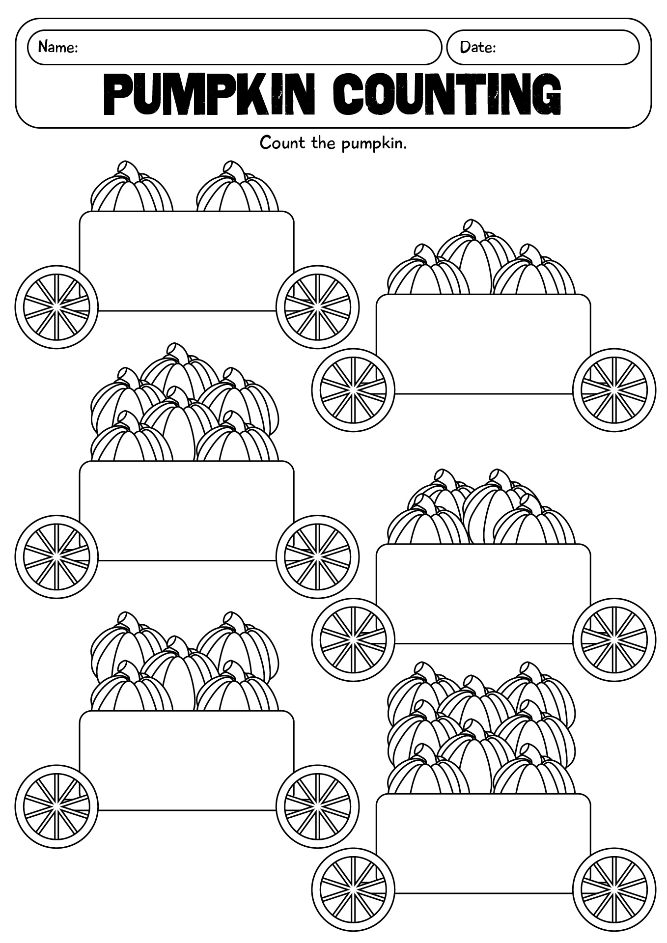 Pumpkin Counting Thanksgiving Worksheet