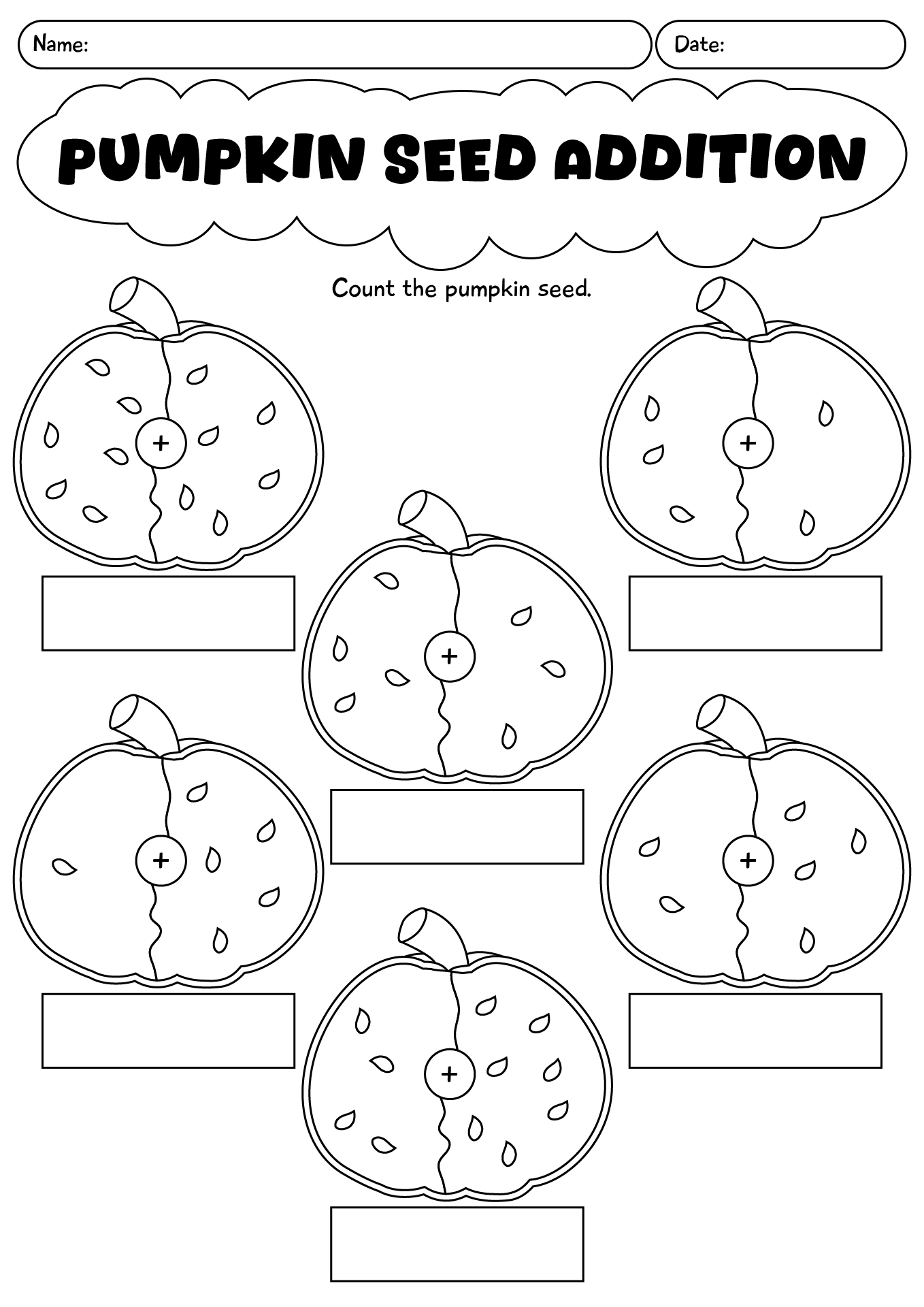 Pumpkin Seed Addition Worksheet For Grade 2
