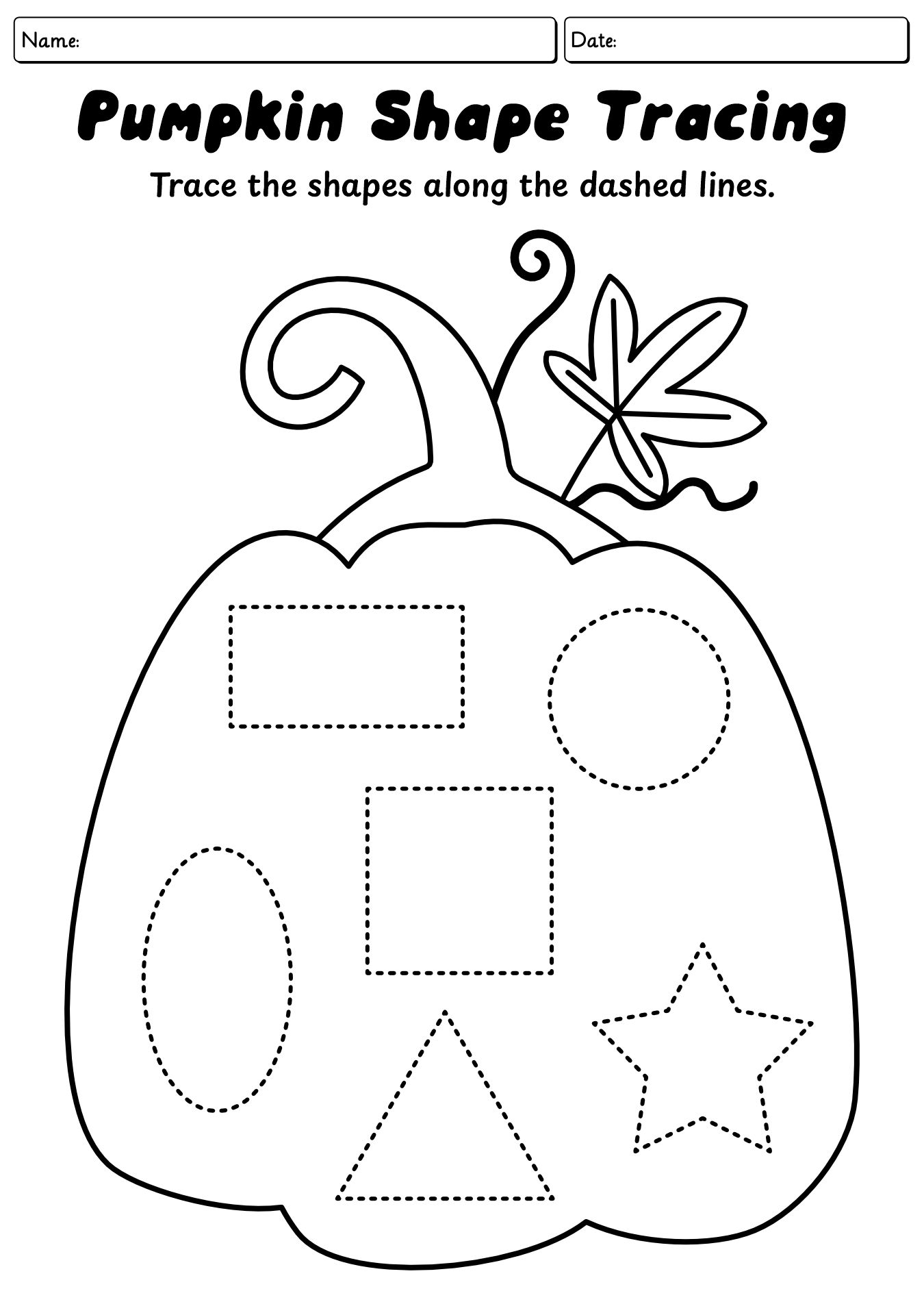 Pumpkin Shape Tracing Worksheet for Toddlers