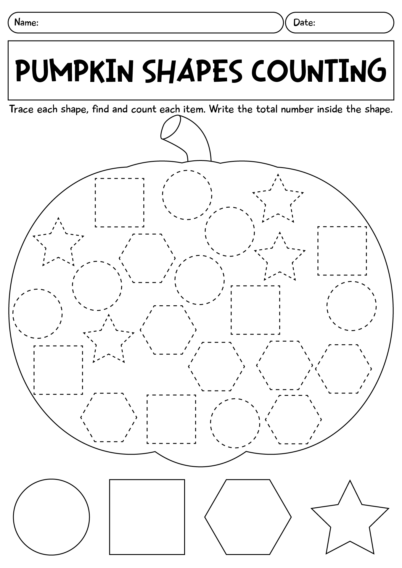 Pumpkin Shapes Counting Worksheet