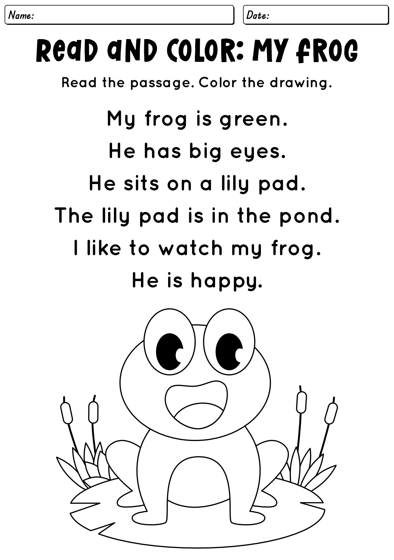 Read And Color Worksheet For Kindergarten