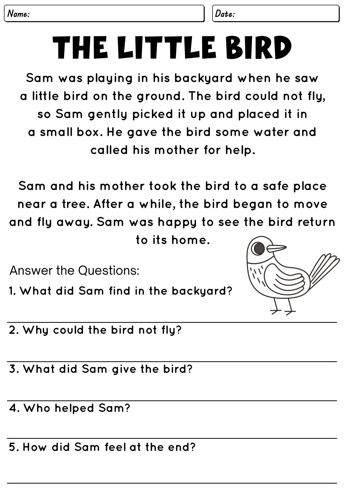Short Reading Passage Worksheet For Students