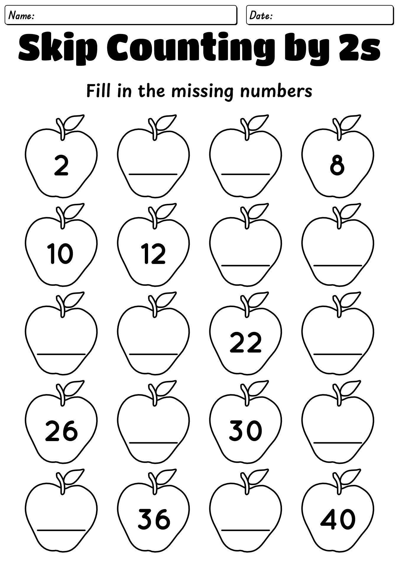 Skip Counting By 2s For Kindergarten Students Worksheet