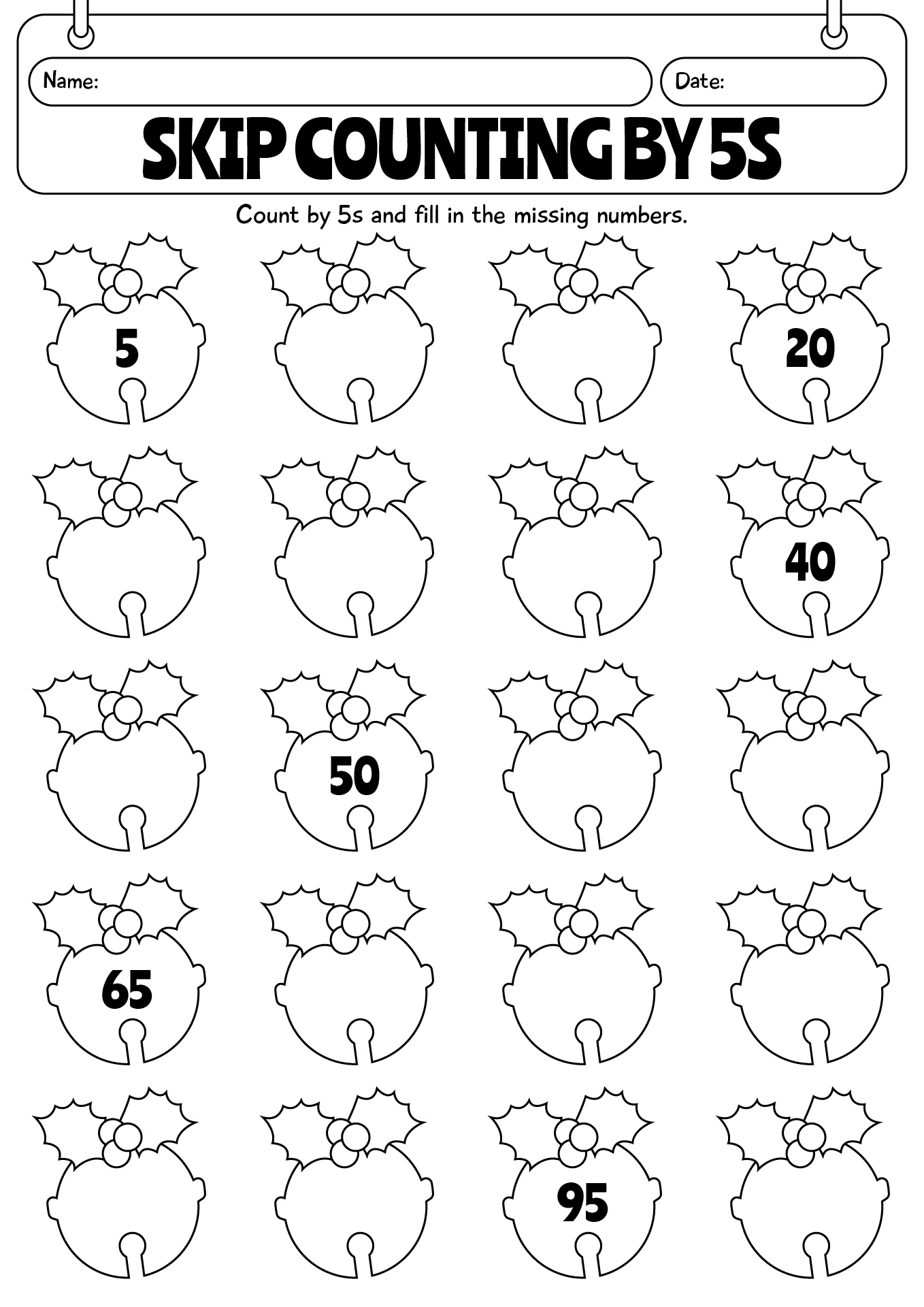 SKip Counting By 5s Worksheet For Kids