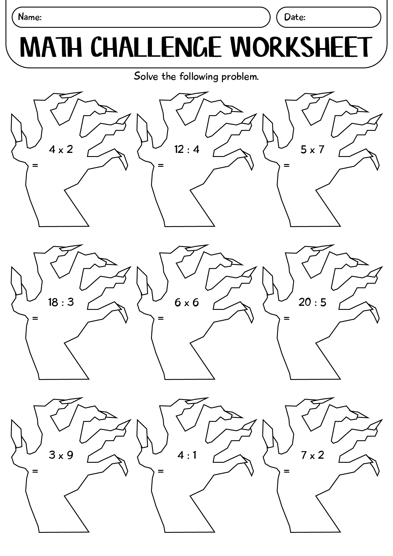 Spooky Math Challenge Worksheet Fourth Grade