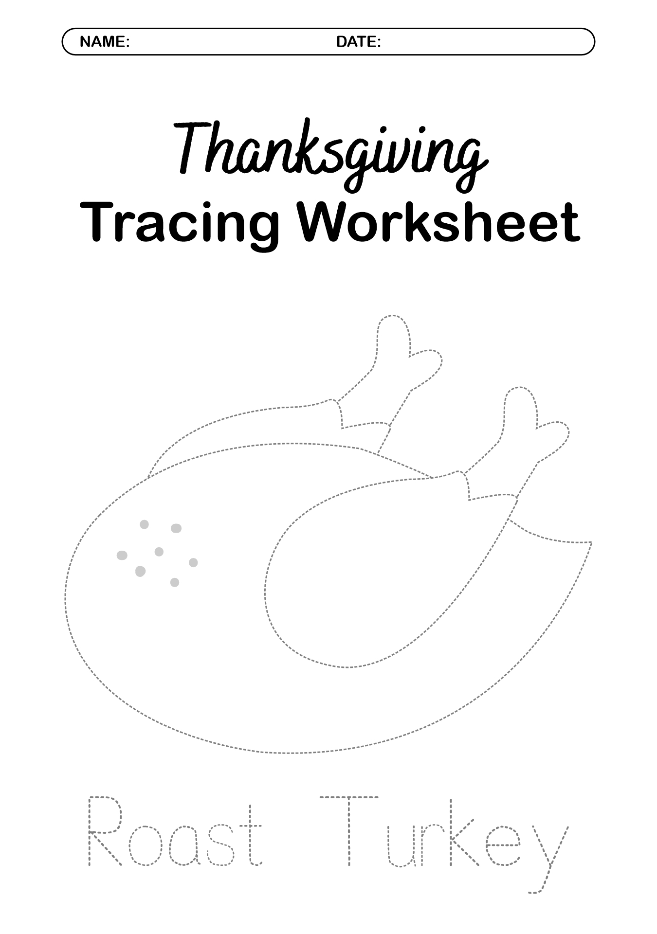 Thanksgiving Tracing Worksheets for Preschool