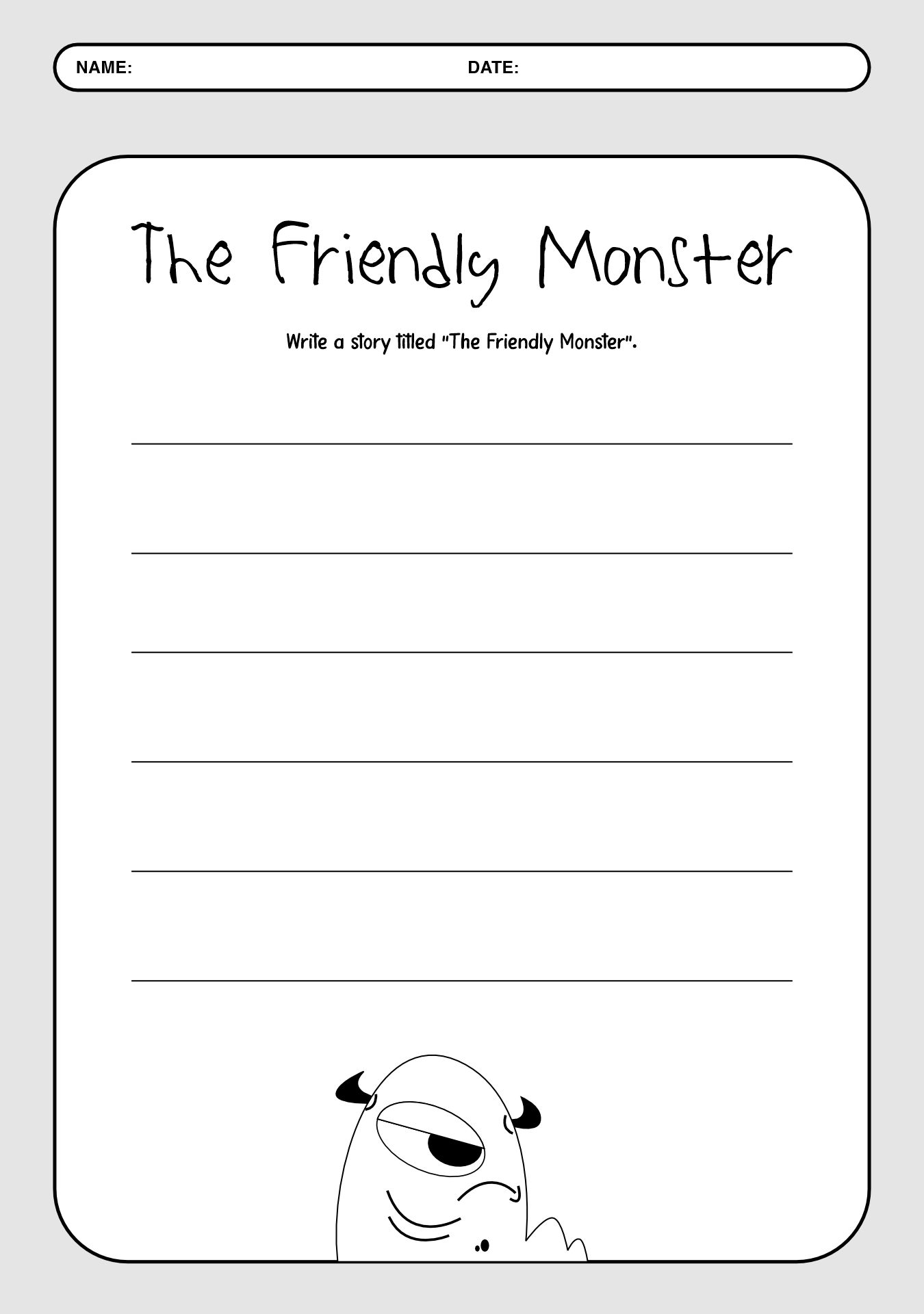 The Friendly Monster Story Writing Practice