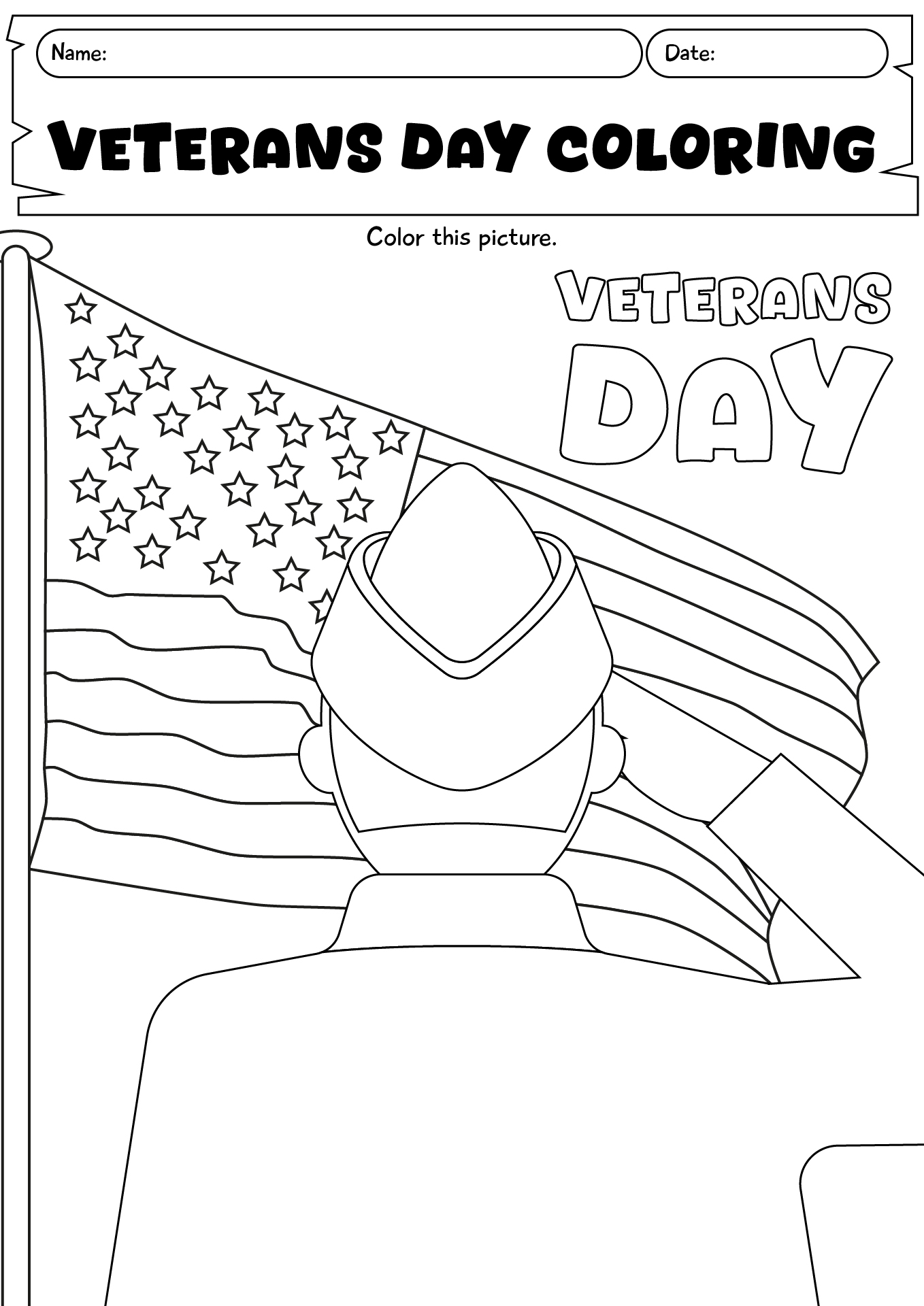 Veteran Day Coloring Worksheet