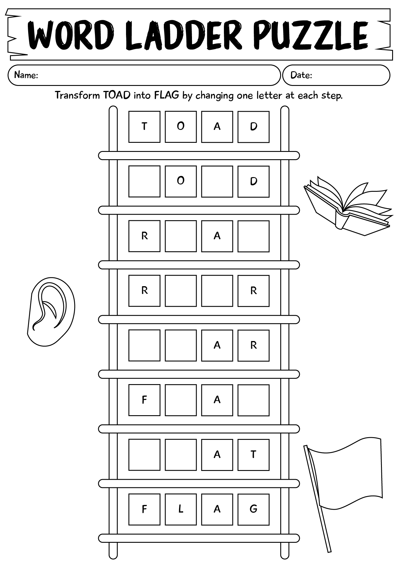 Word Ladder Puzzle Worksheet