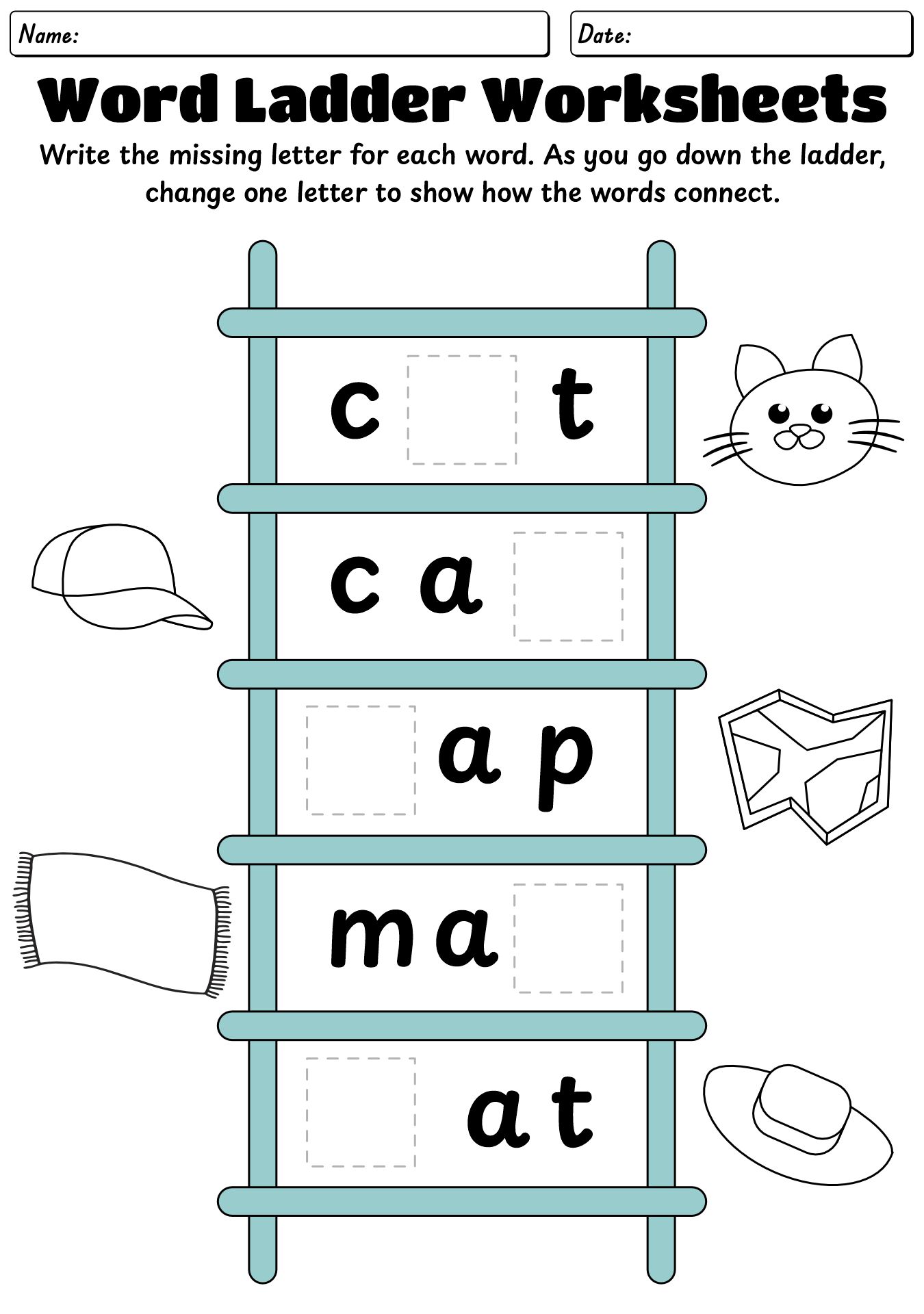 Word Ladder Worksheet For 1st Grade