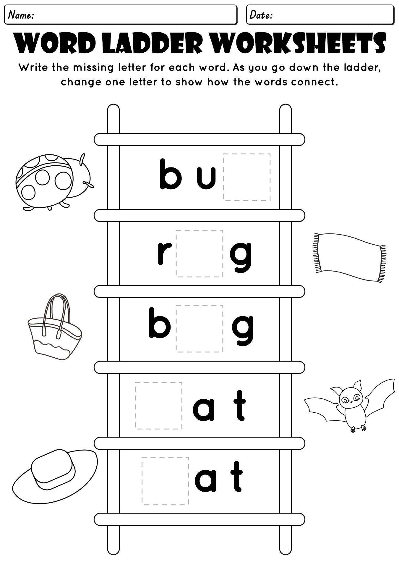 Word Ladder Worksheets for Elementary School