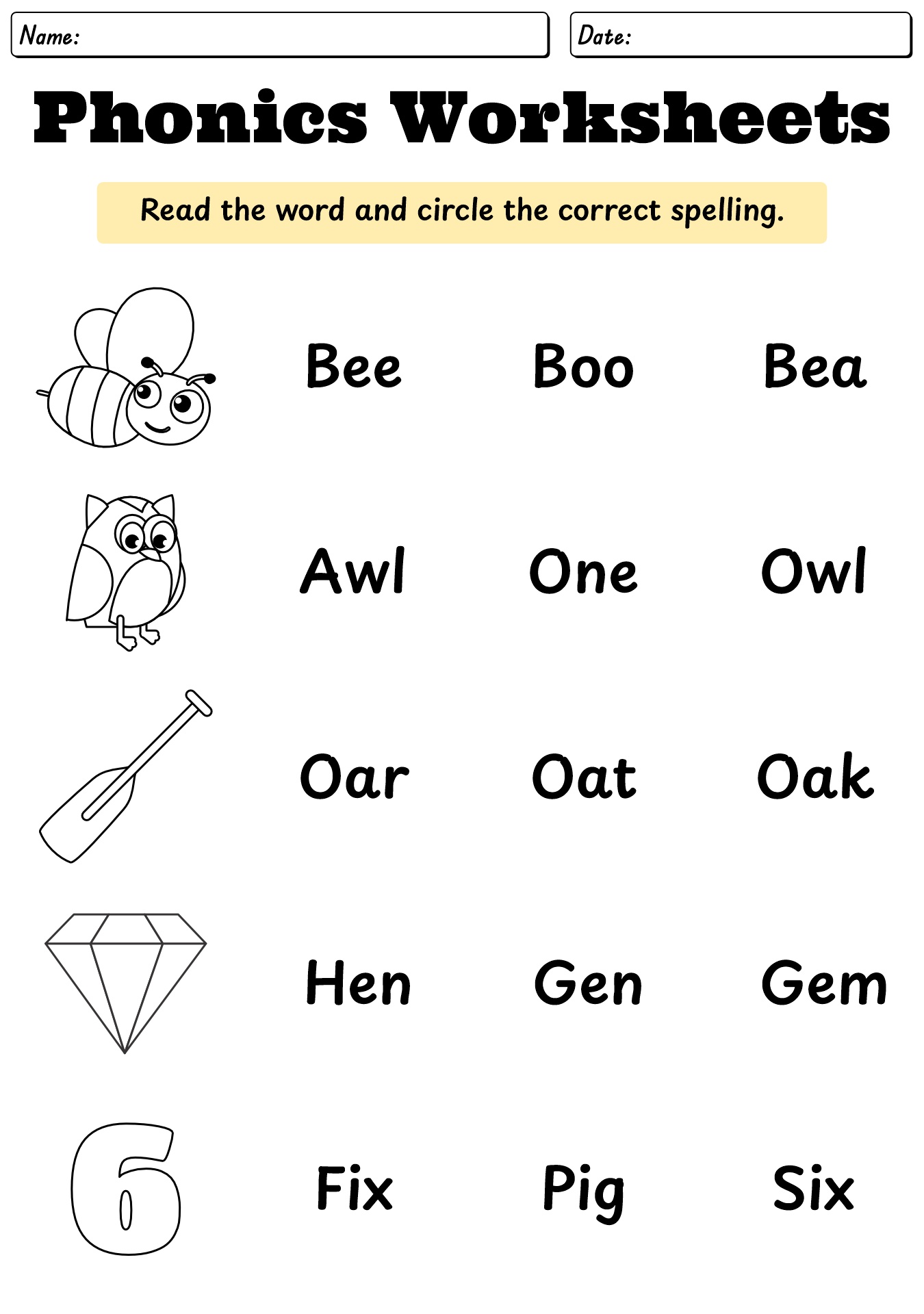 2nd Grade Printable Phonics Worksheets