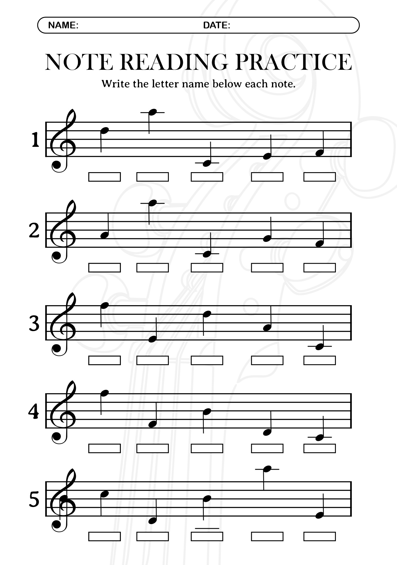 Advanced Note Reading Practice Sheets for Violin