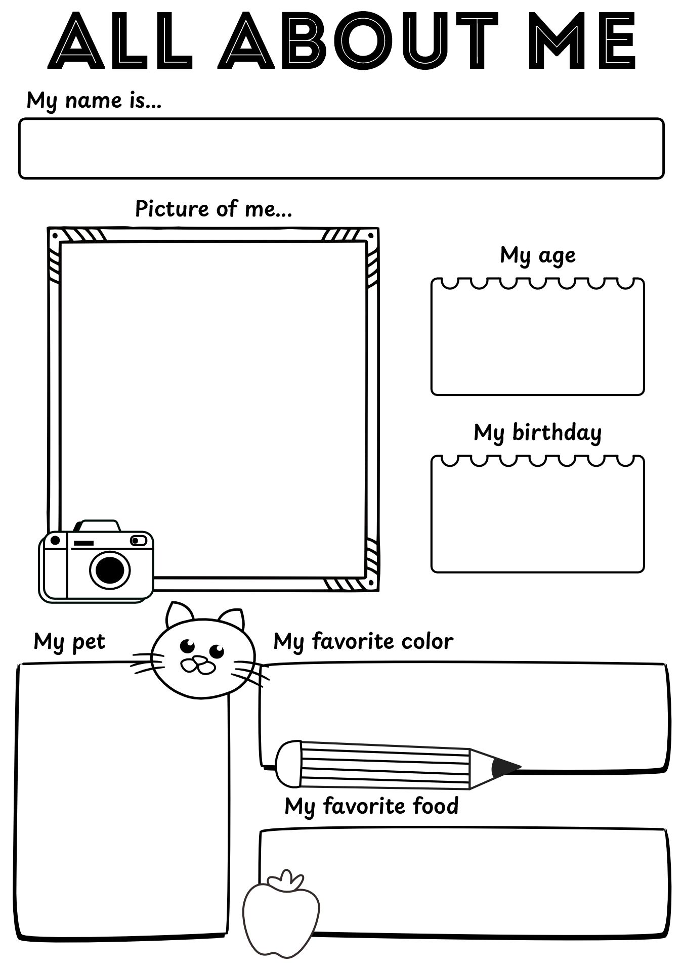 All About Me For Kids Worksheet