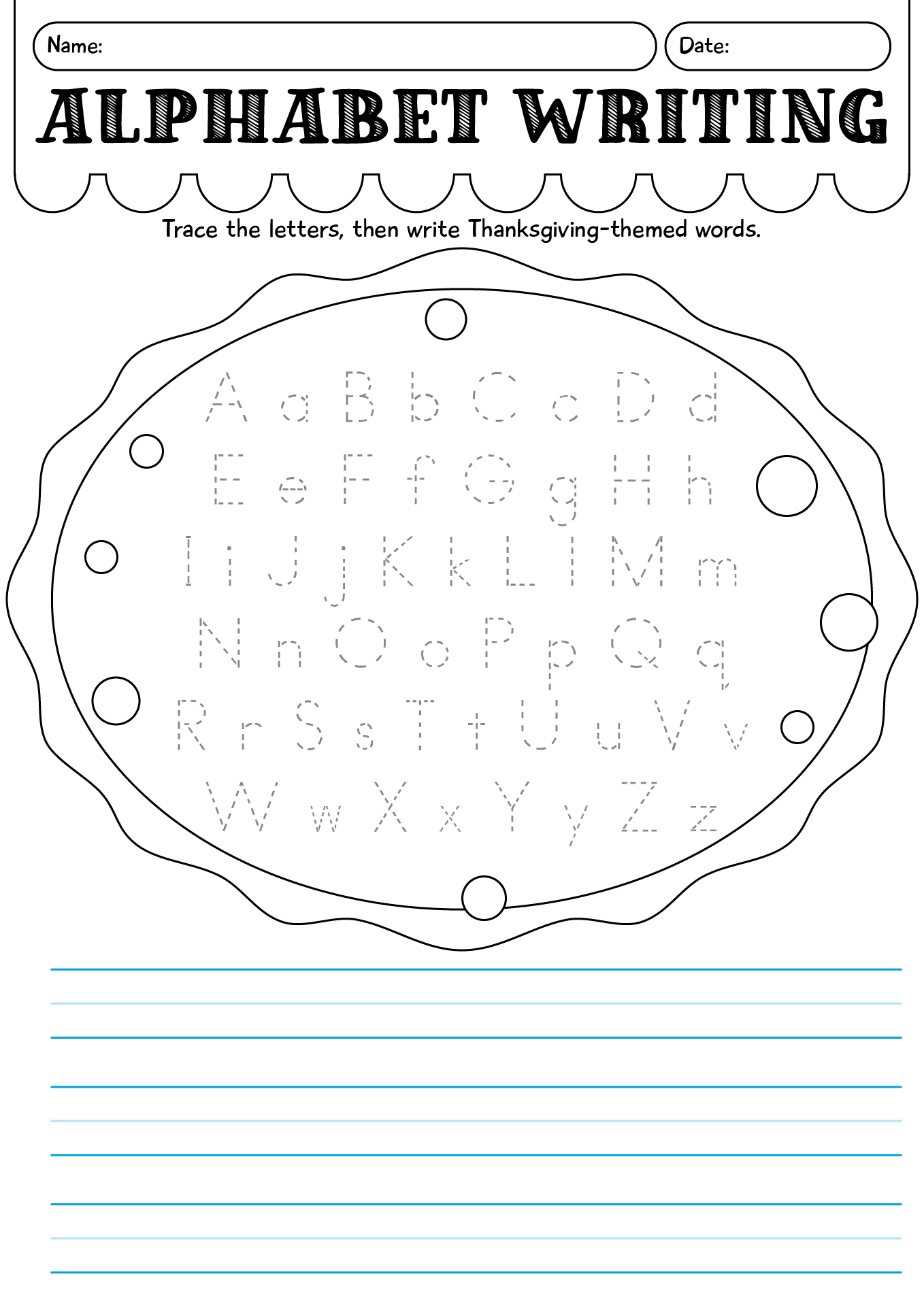 Abc Homework Coloring 13 Thanksgiving Alphabet Worksheets - Free PDF at worksheeto.com