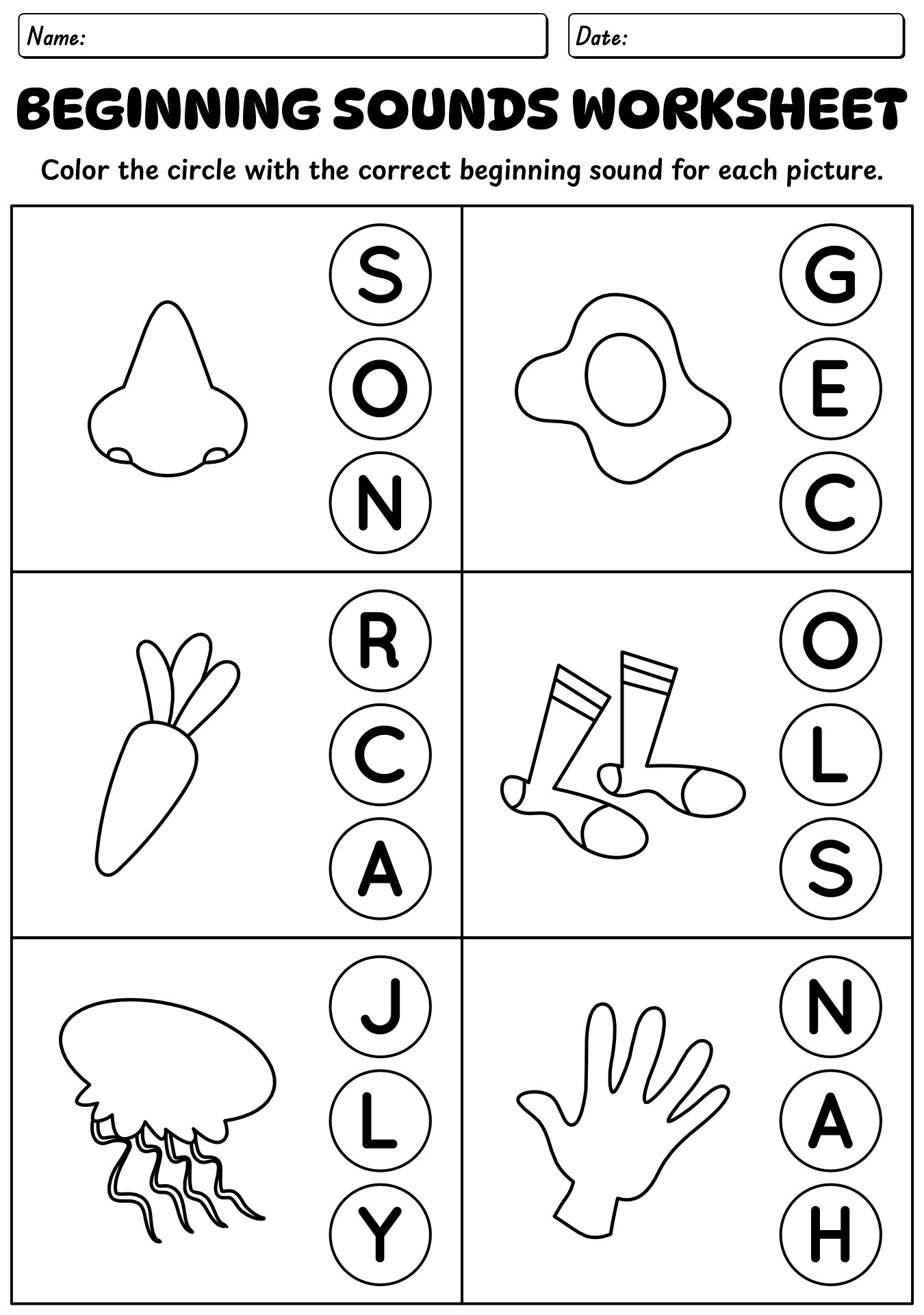 Beginning Sounds Worksheet For 2nd Grade