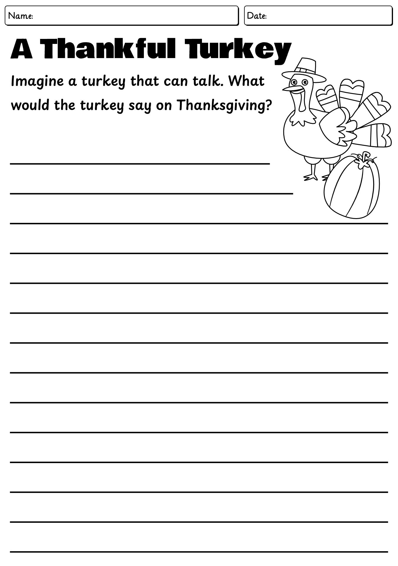 Creative Writing with Thanksgiving Prompts Worksheets