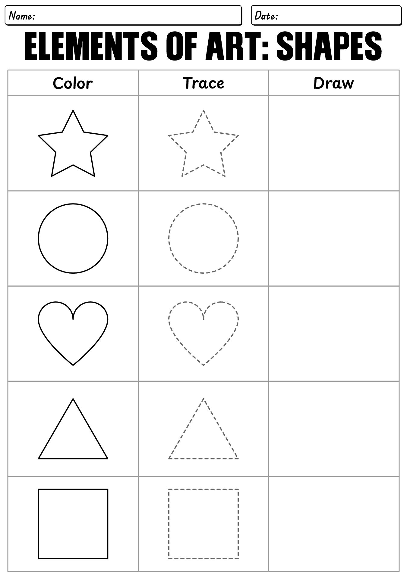 Elementary School Art Technique Worksheets