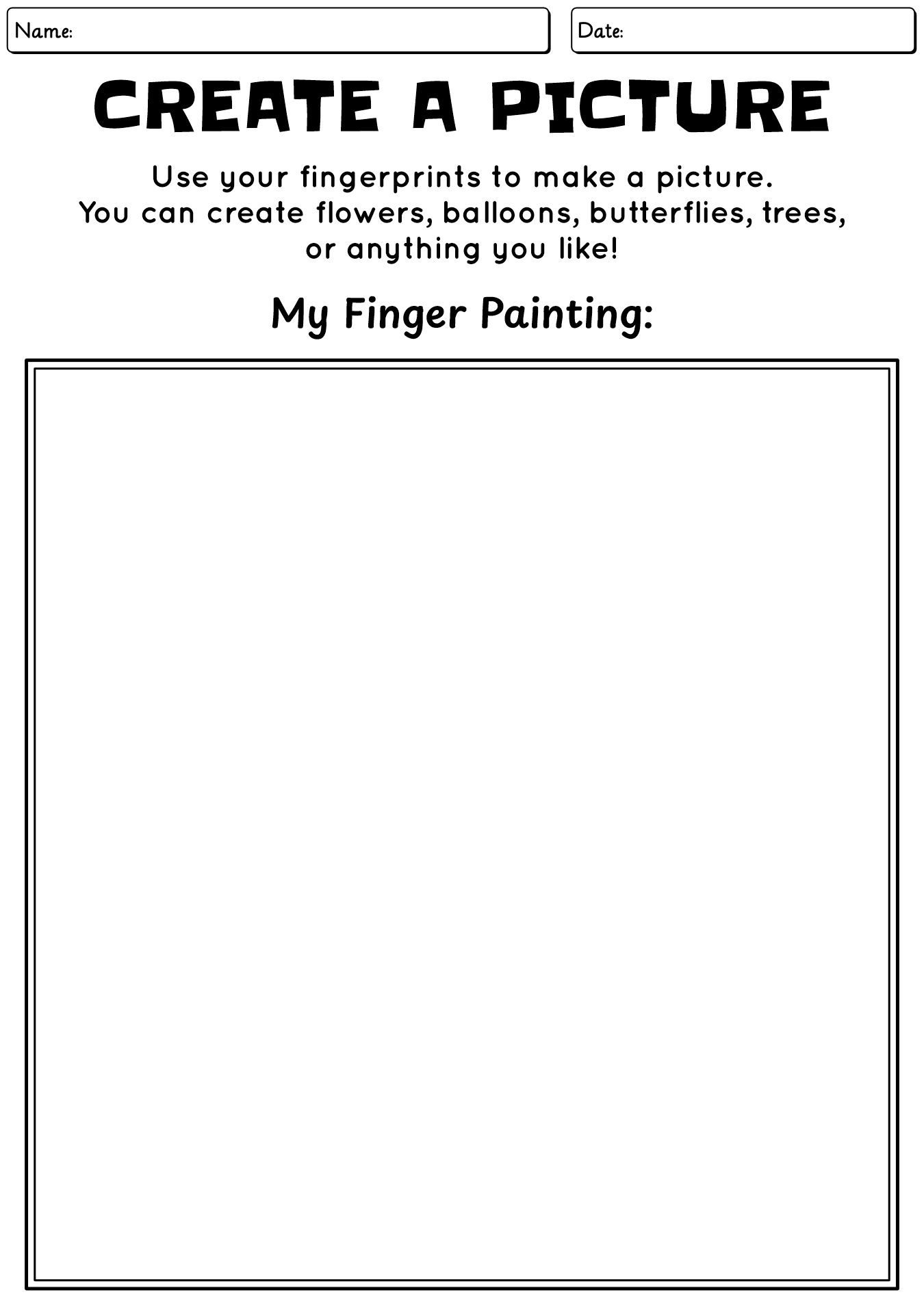 Finger Painting Activity Worksheet