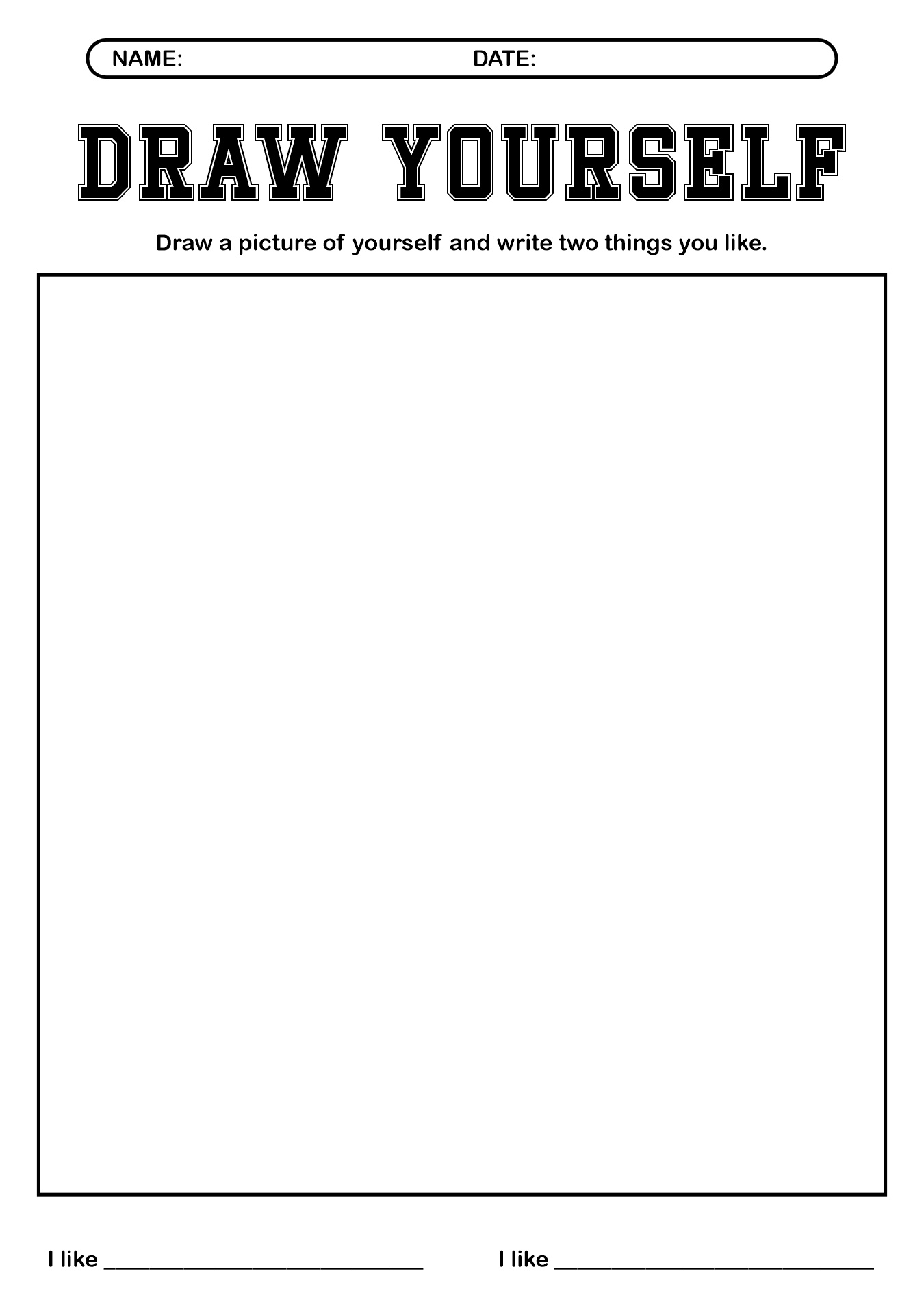 First Day of First Grade Self Introduction Worksheet
