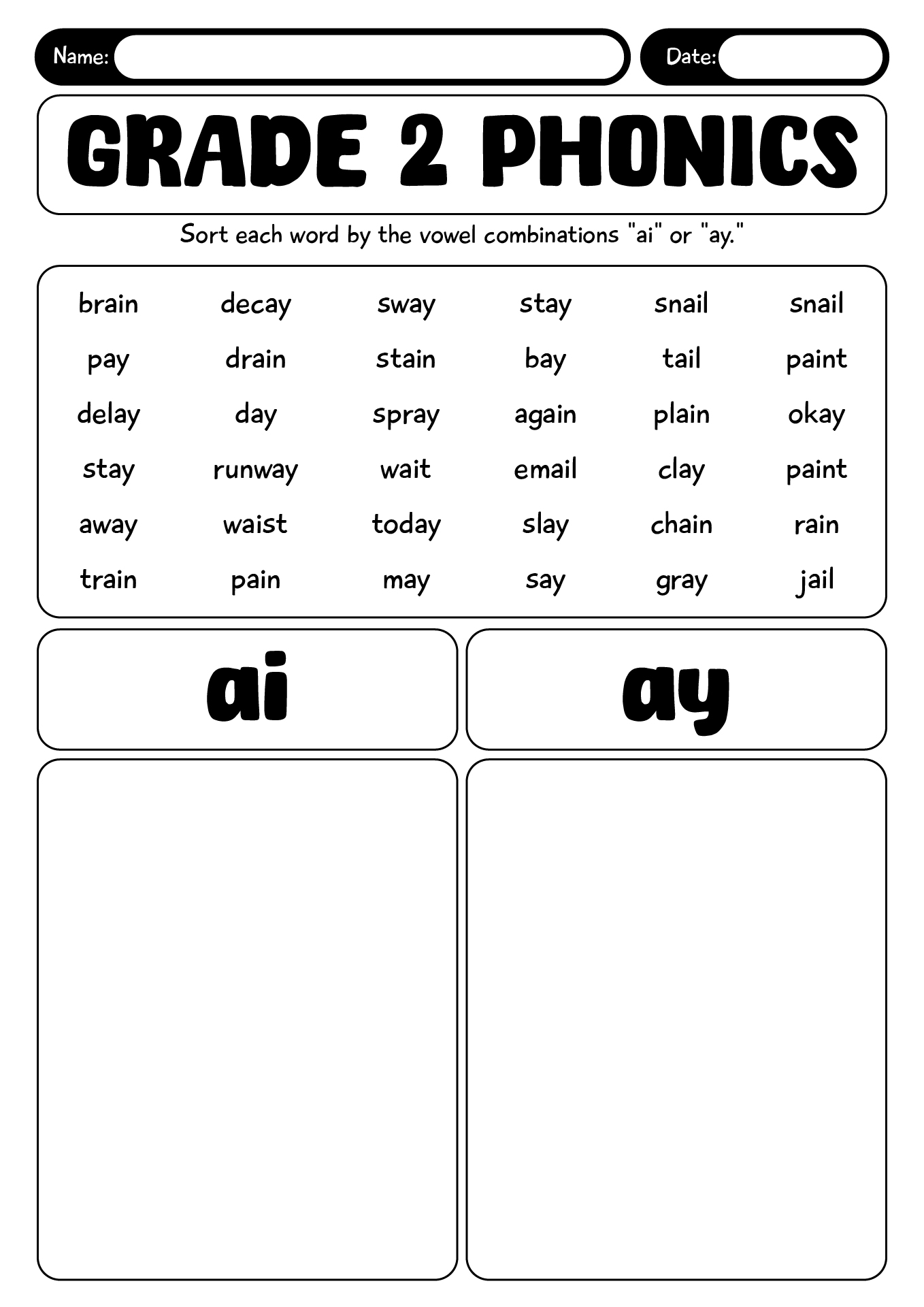 Grade 2 Phonics Practice Worksheets