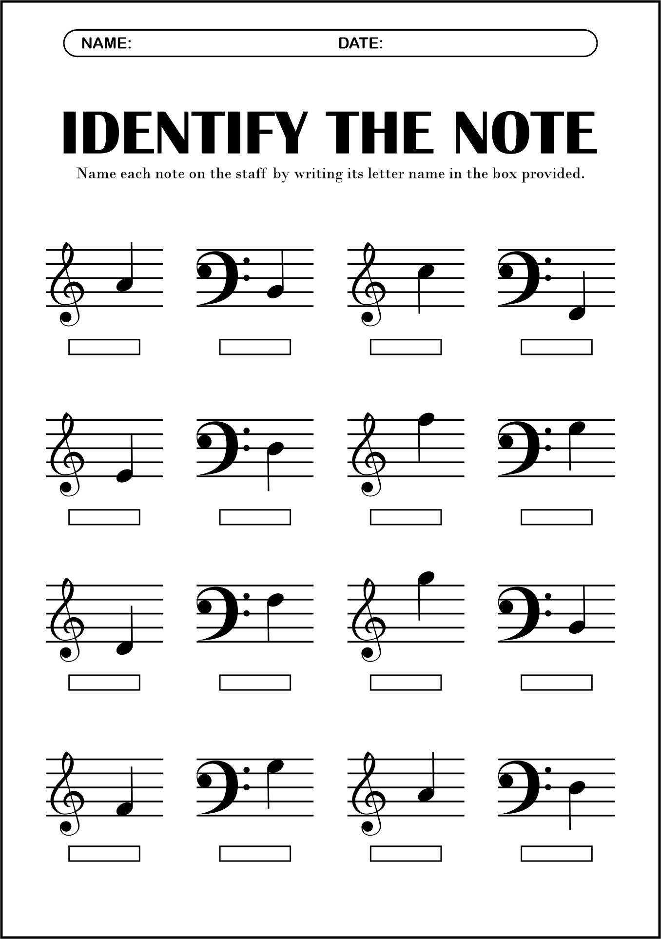 Interactive Note Reading Worksheets for Students