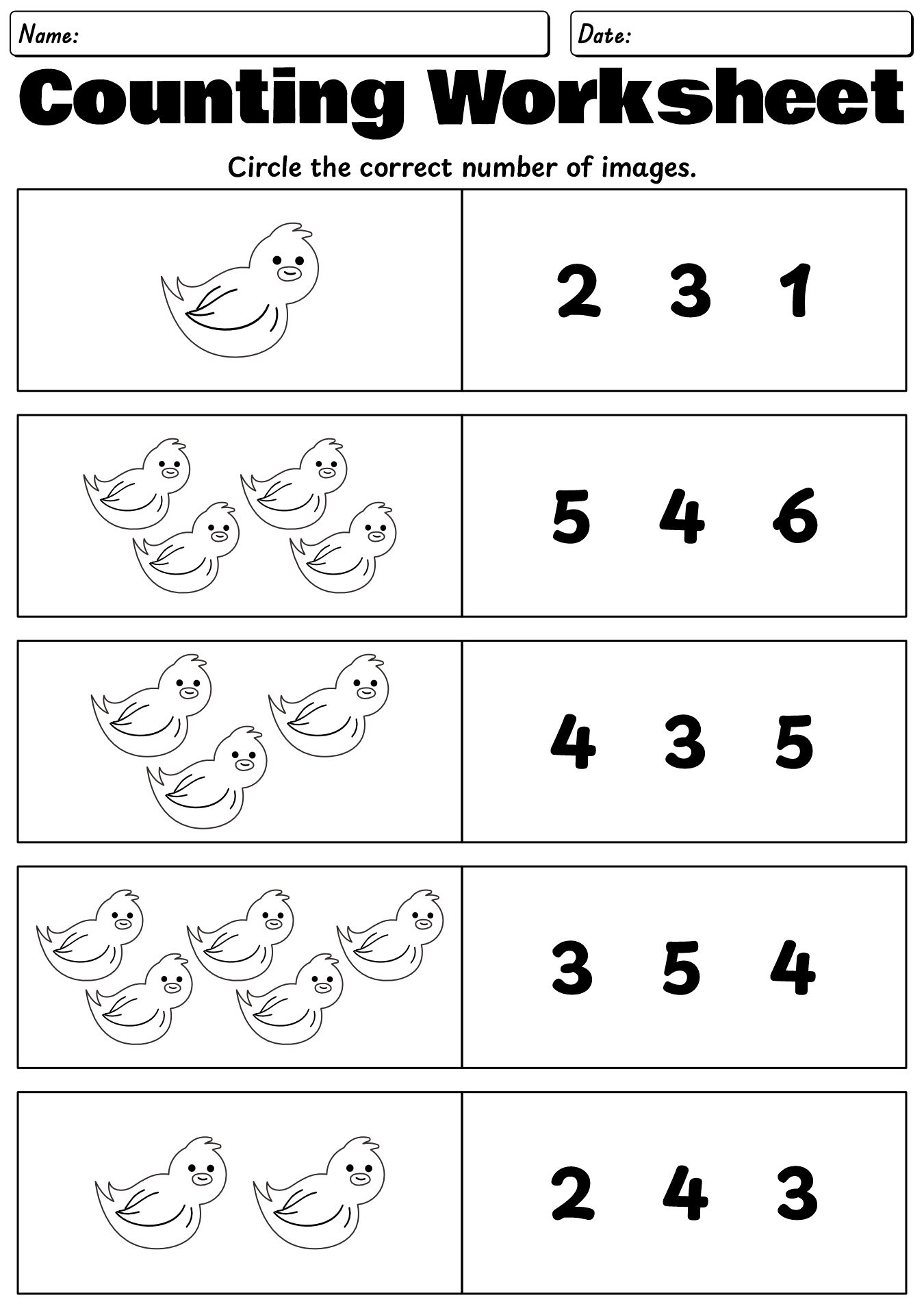 Kindergarten Counting Worksheets with Pictures