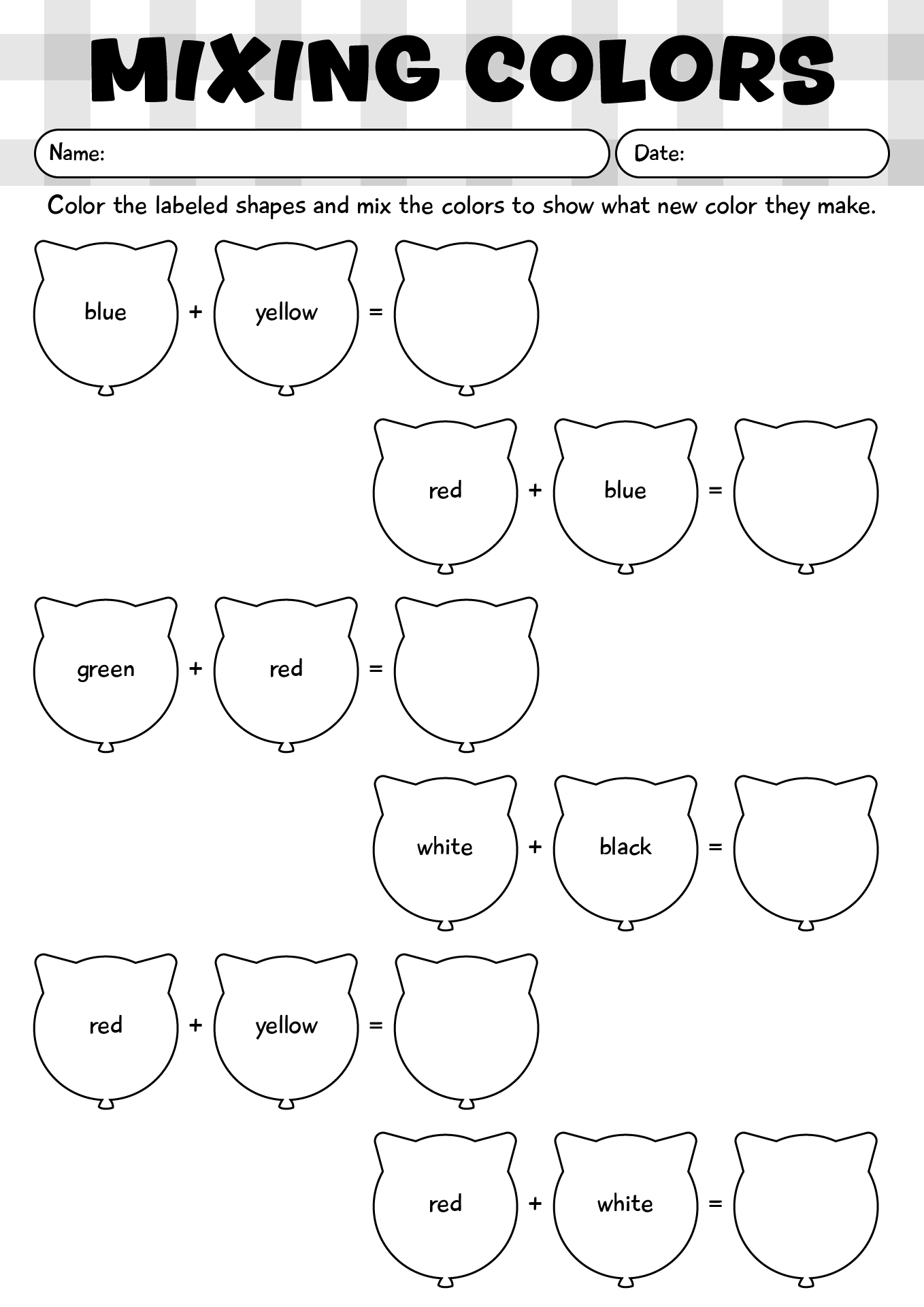 Mixing Colors Worksheet For Preschool