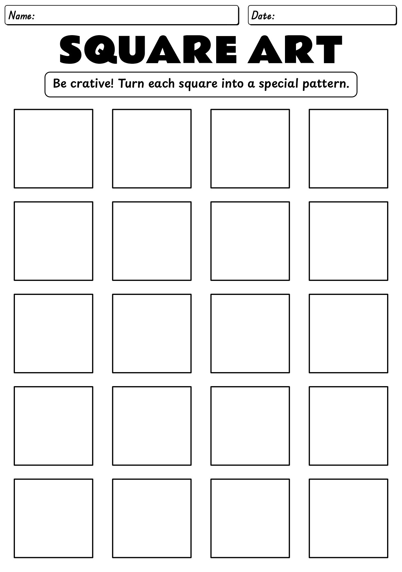 Square Art Worksheet For Kids