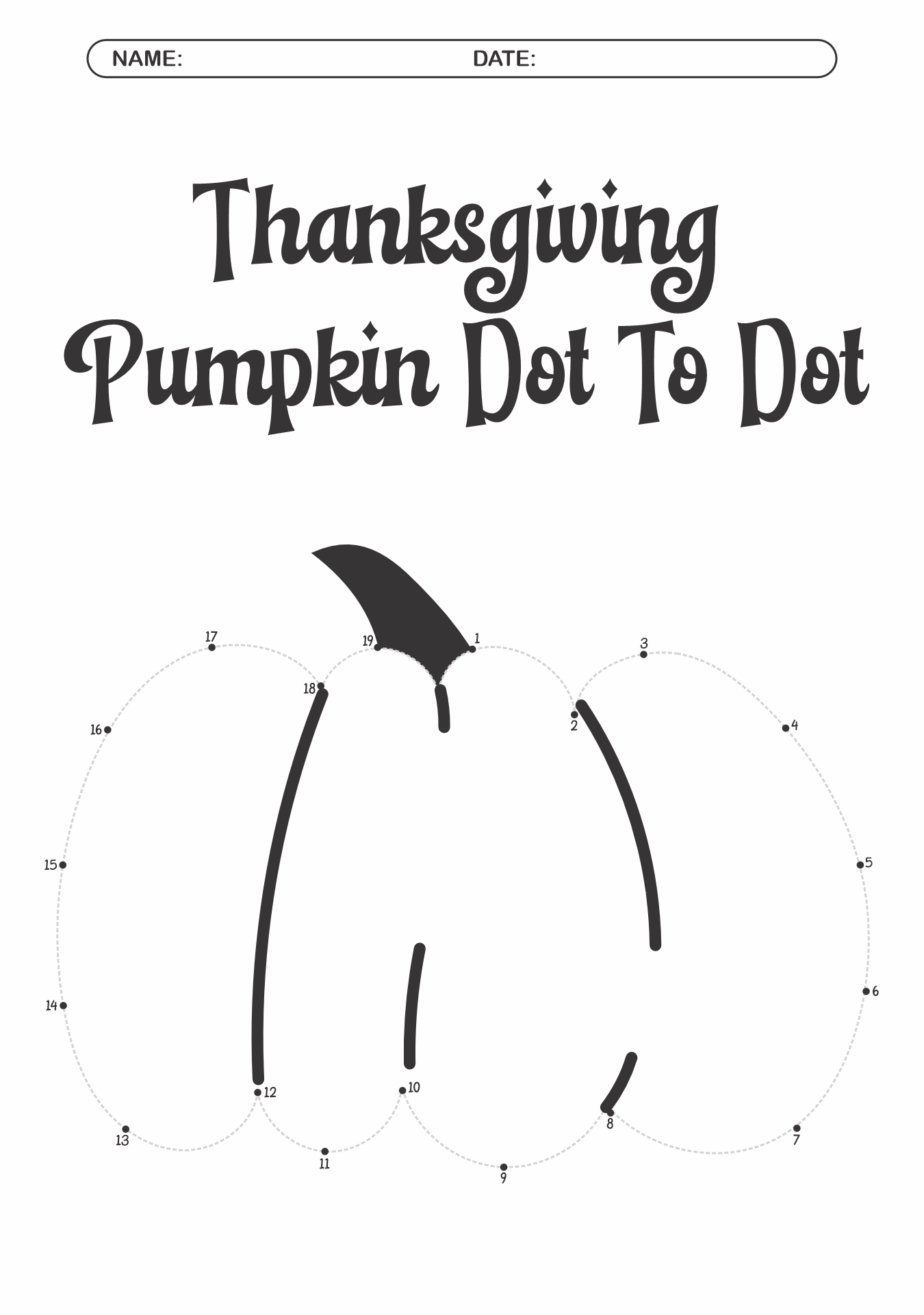Thanksgiving Connect the Dots Printables for Kids