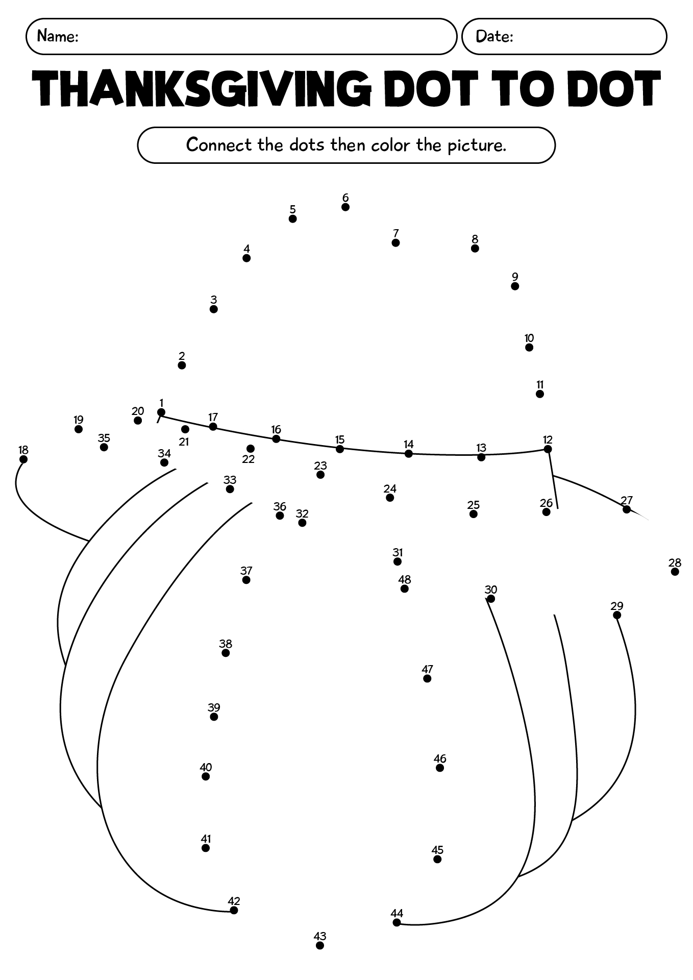 Thanksgiving Dot To Dot Worksheet