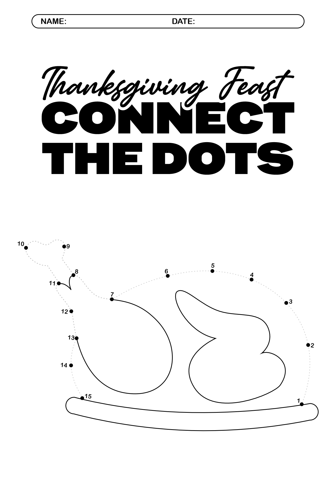 Thanksgiving Feast Connect the Dots Printable Worksheet