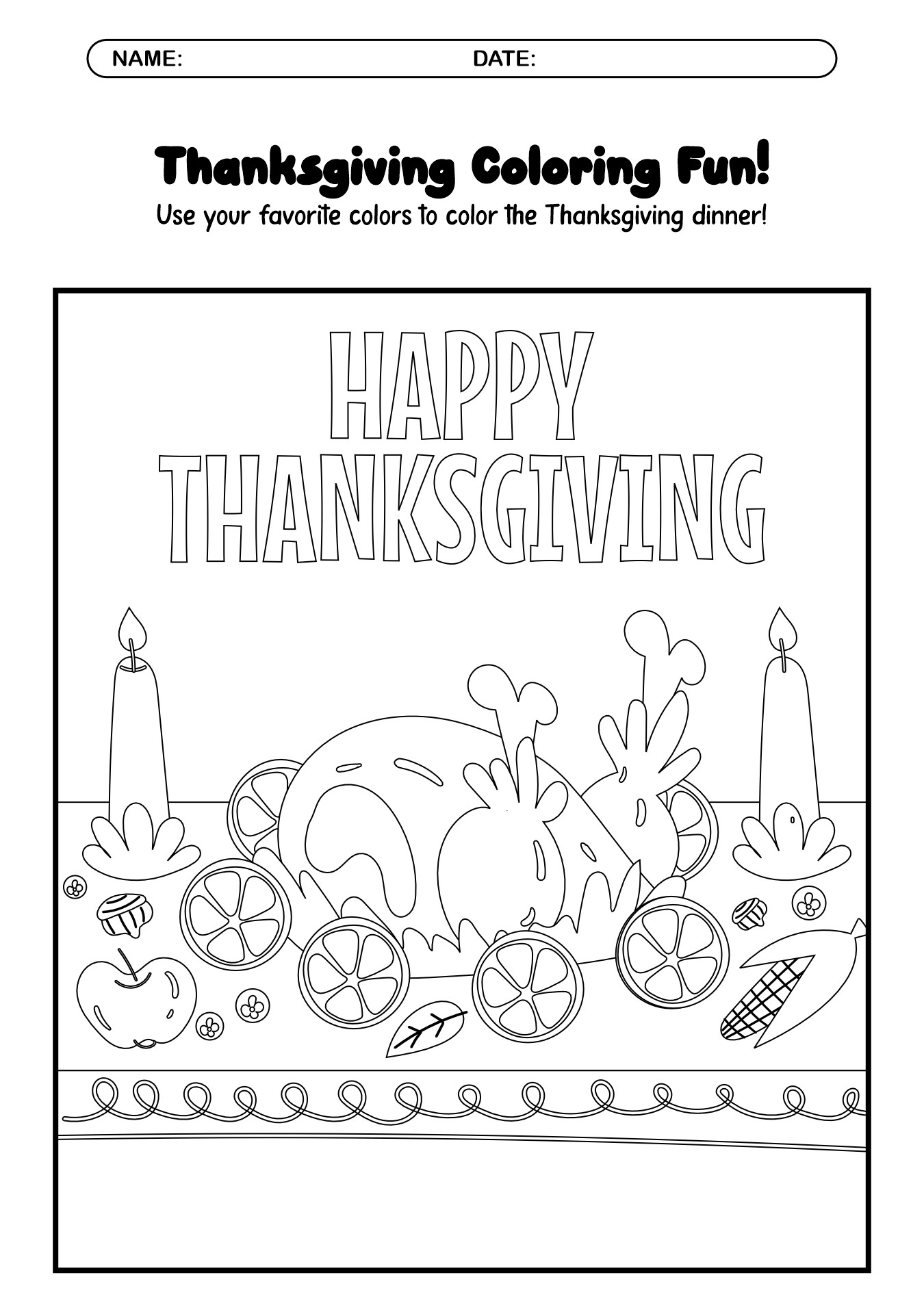 Thanksgiving Kindergarten Activity Worksheets