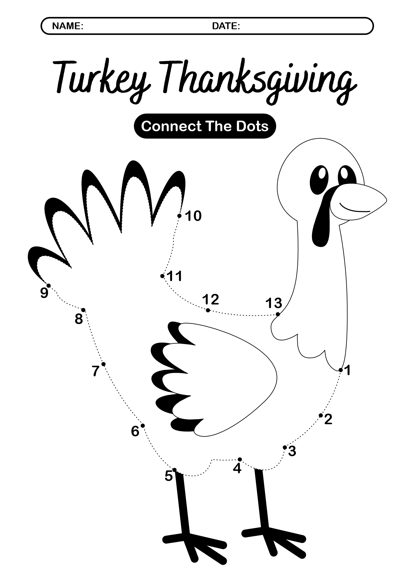 Thanksgiving Turkey Connect the Dots Activity Sheets