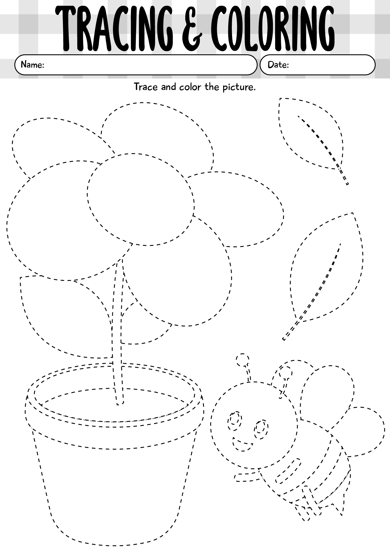 Tracing And Coloring Activity Worksheet