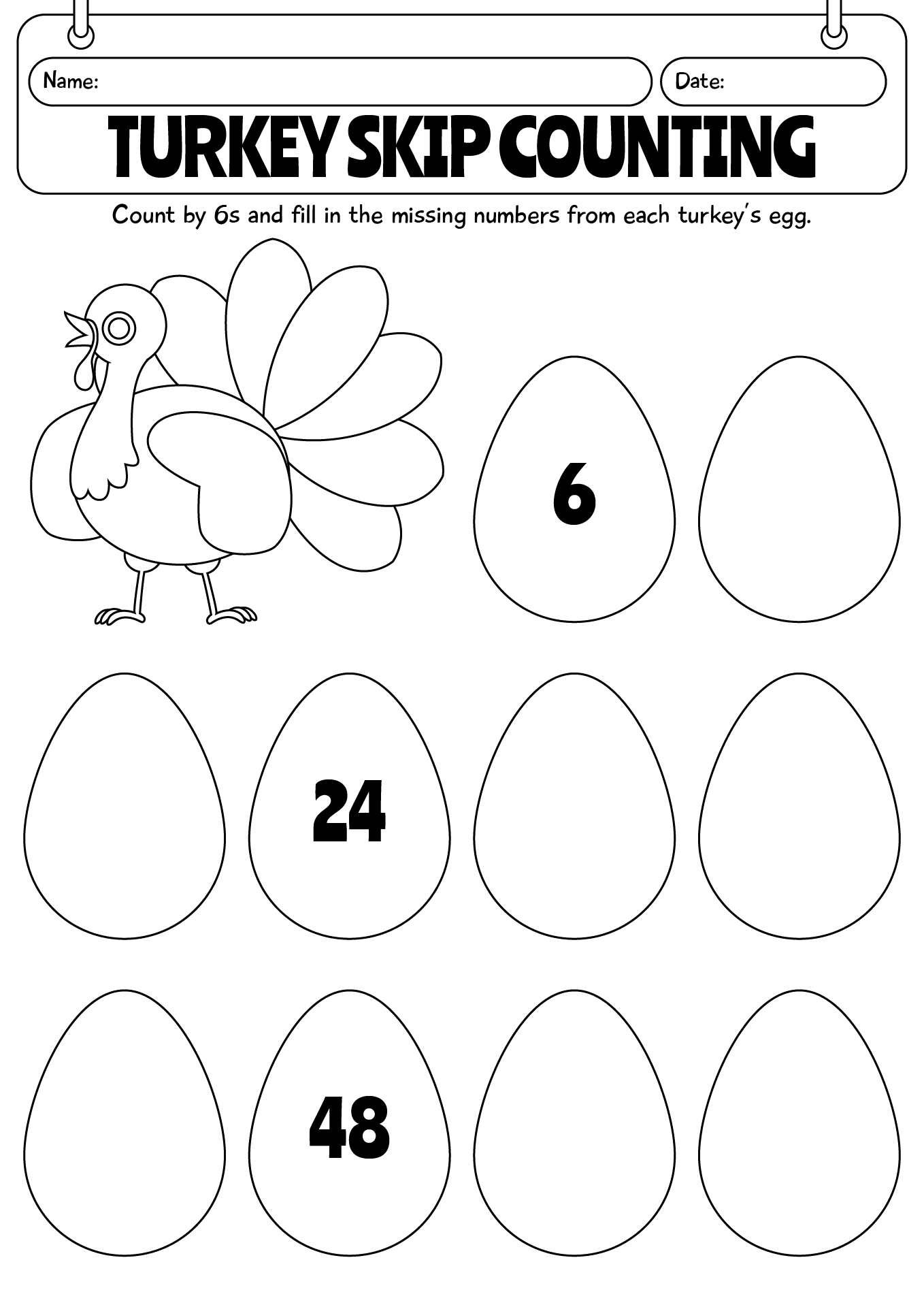 Turkey Skip Counting Worksheet For 1st Grade