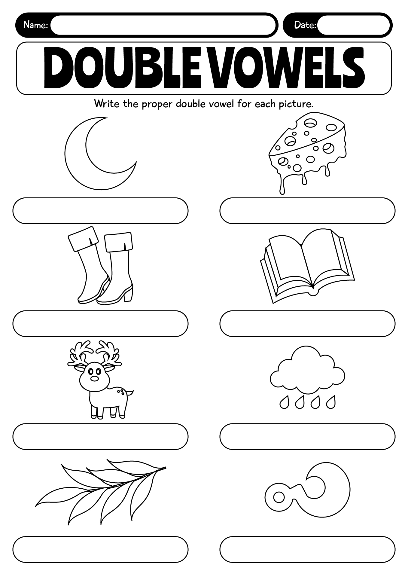 Writing Double Vowels Words Worksheet