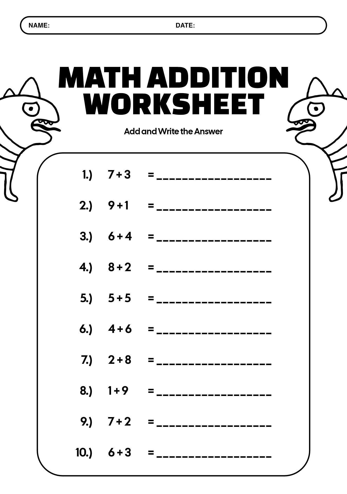 1st Grade Monster Math Addition Worksheets