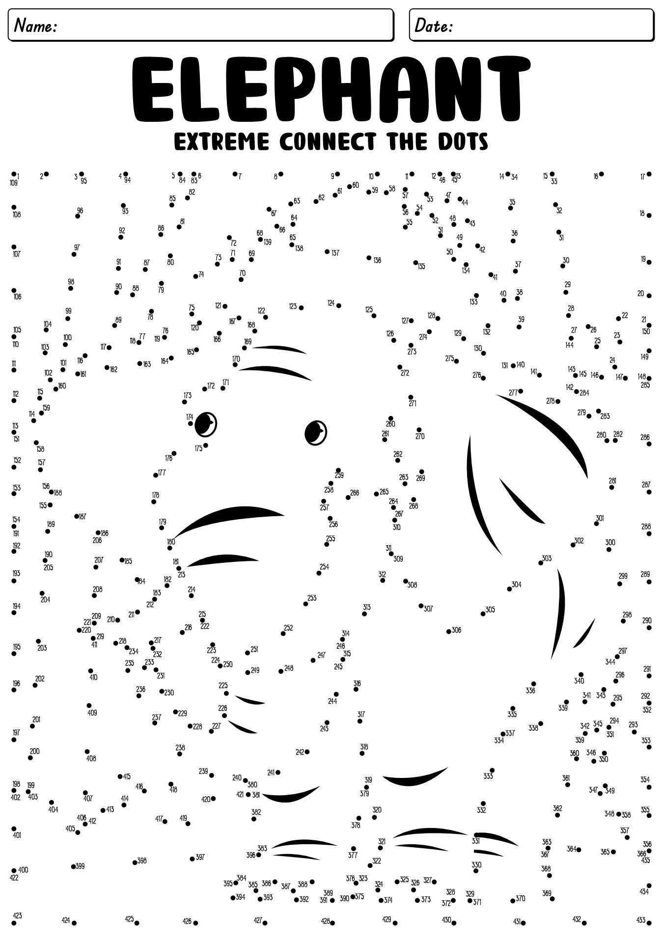 Animal Extreme Dot To Dot Worksheet