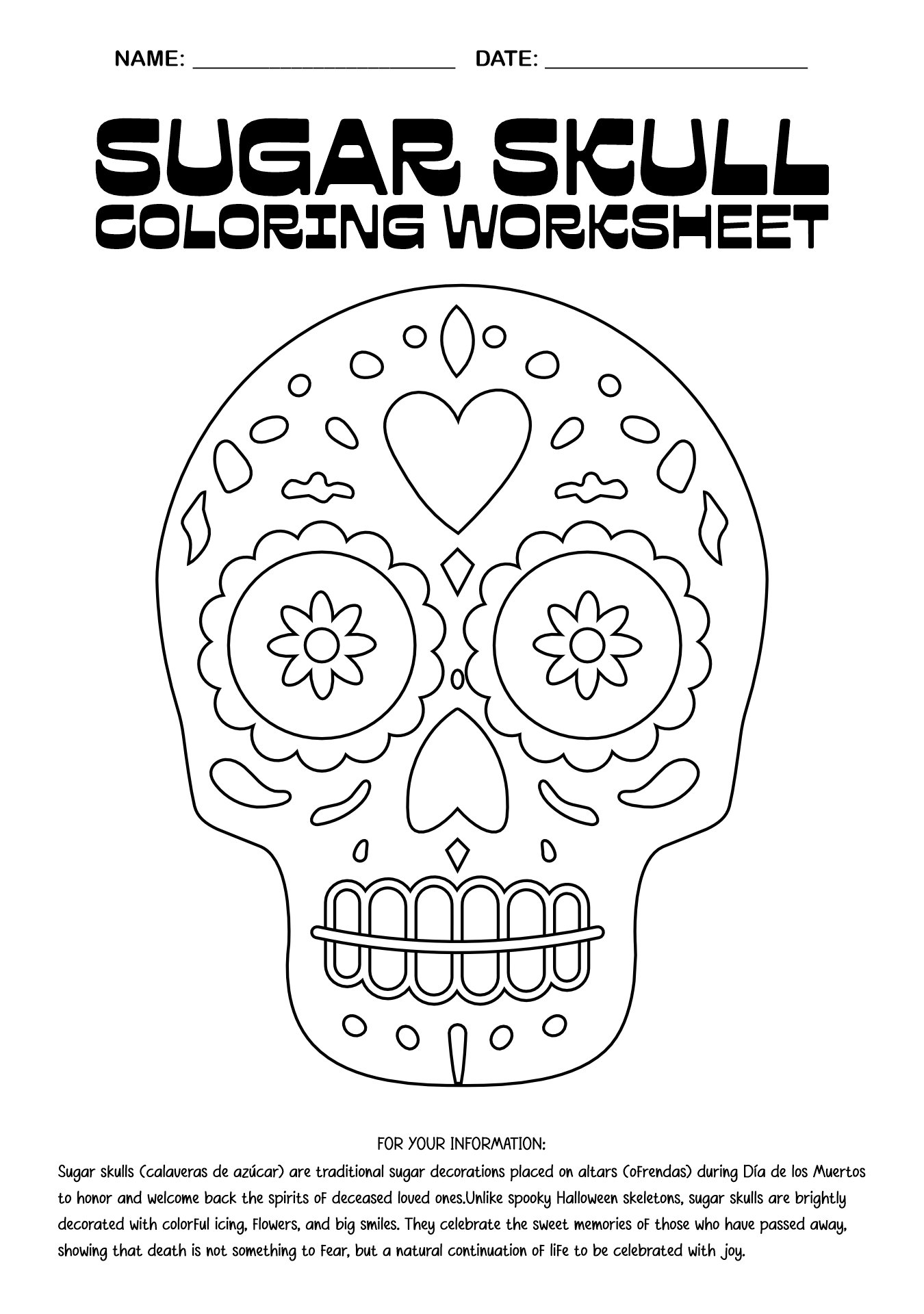 Día de los Muertos Classroom Worksheets Activities